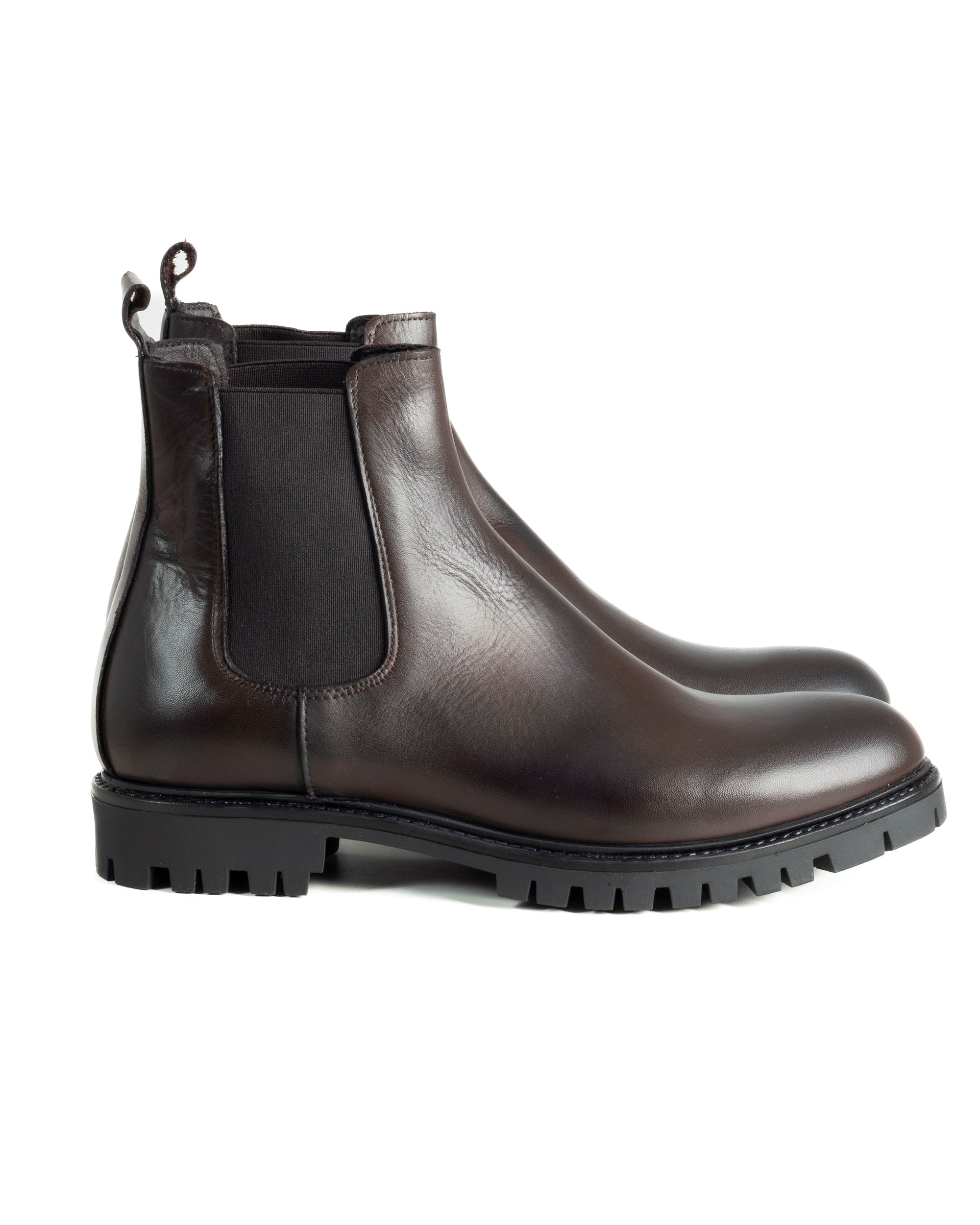 Scarpe Uomo Beatles Stivaletto Chelsea Pelle Fondo Gomma Roccia Marrone GIOSAL-S1294A