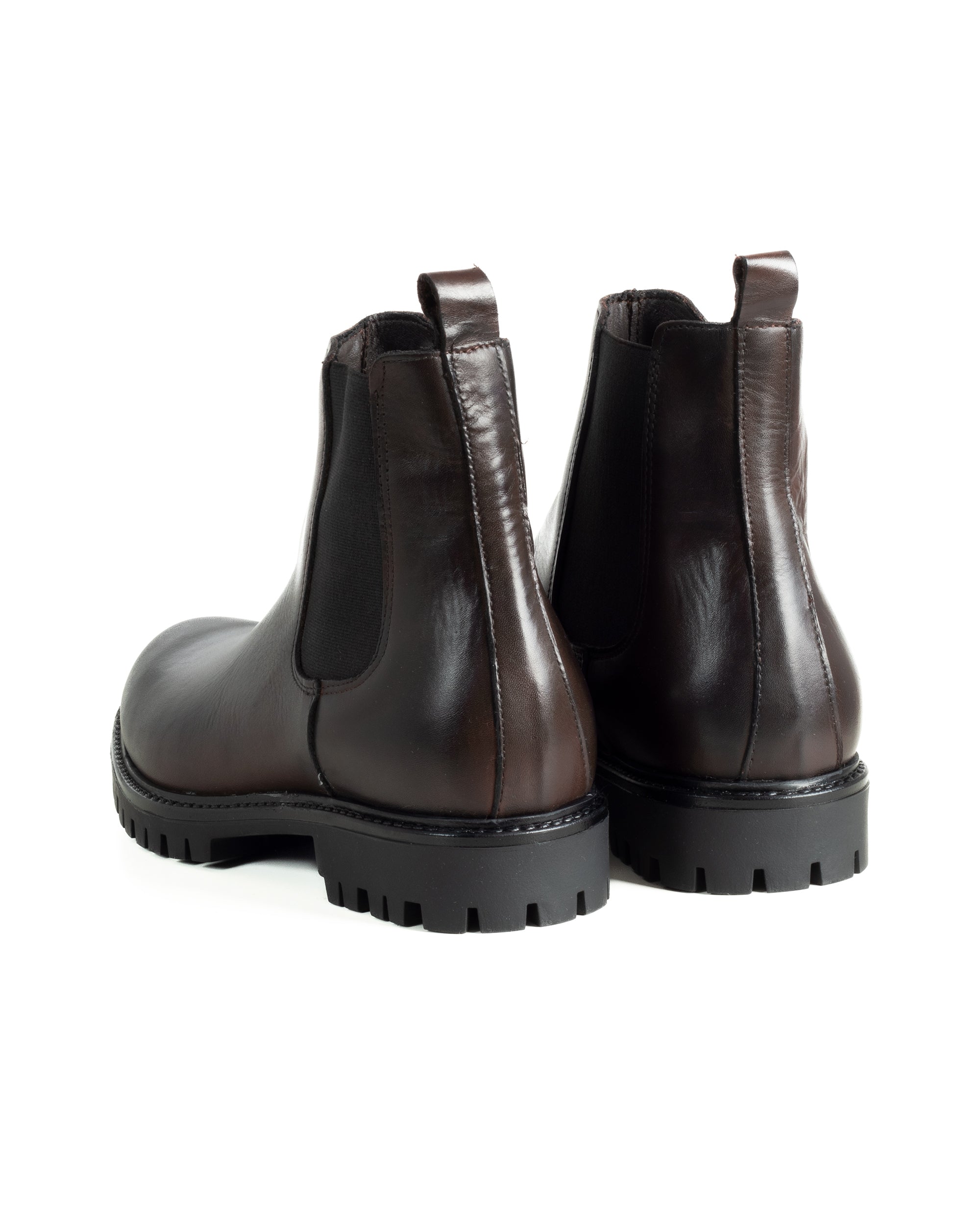 Scarpe Uomo Beatles Stivaletto Chelsea Pelle Fondo Gomma Roccia Marrone GIOSAL-S1294A