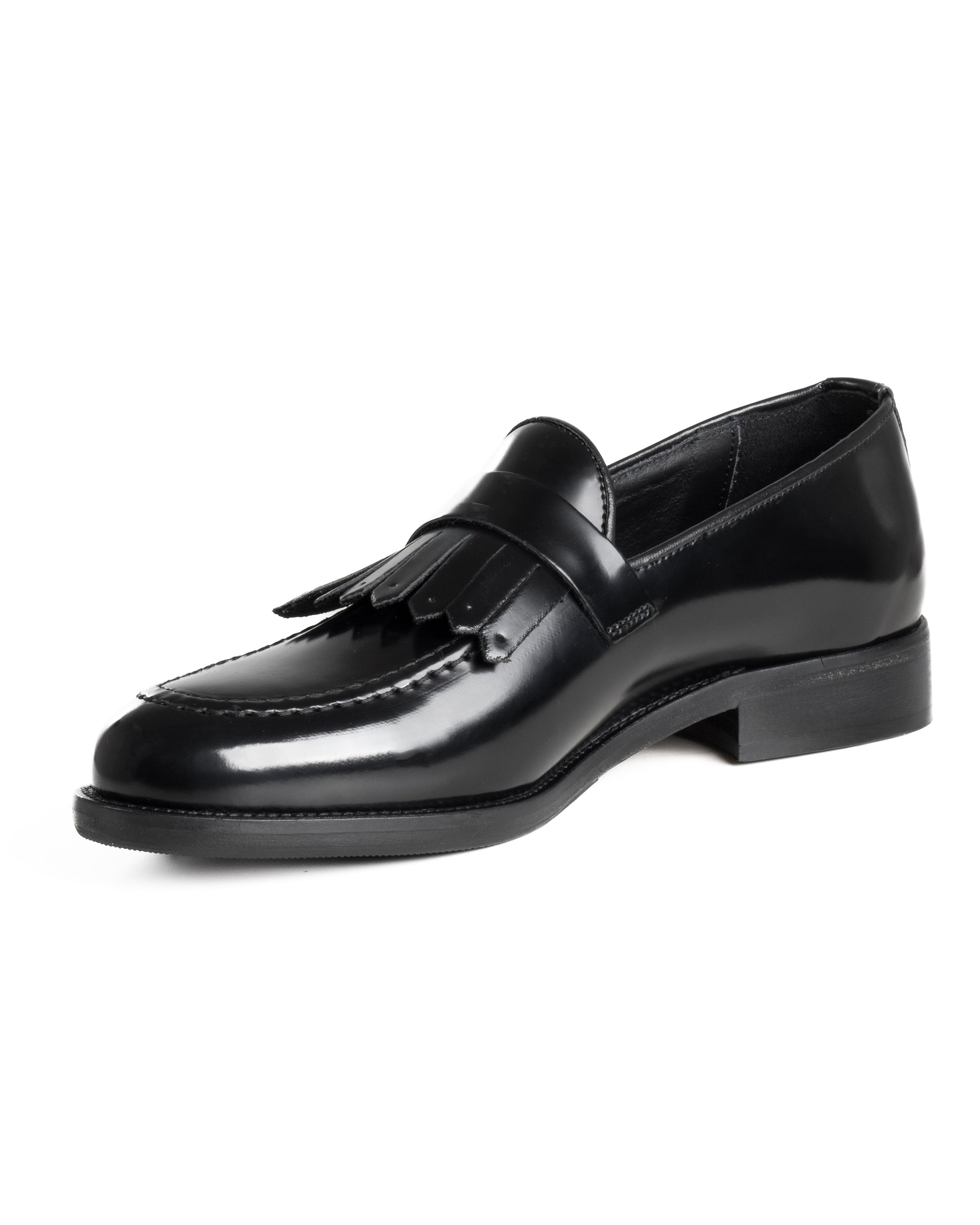 Mocassini Uomo Con Fibbia Frangia Scarpe Eleganti Ecopelle Abrasivate Cerimonia Suola Di Cuoio Casual Nero GIOSAL-S1295A