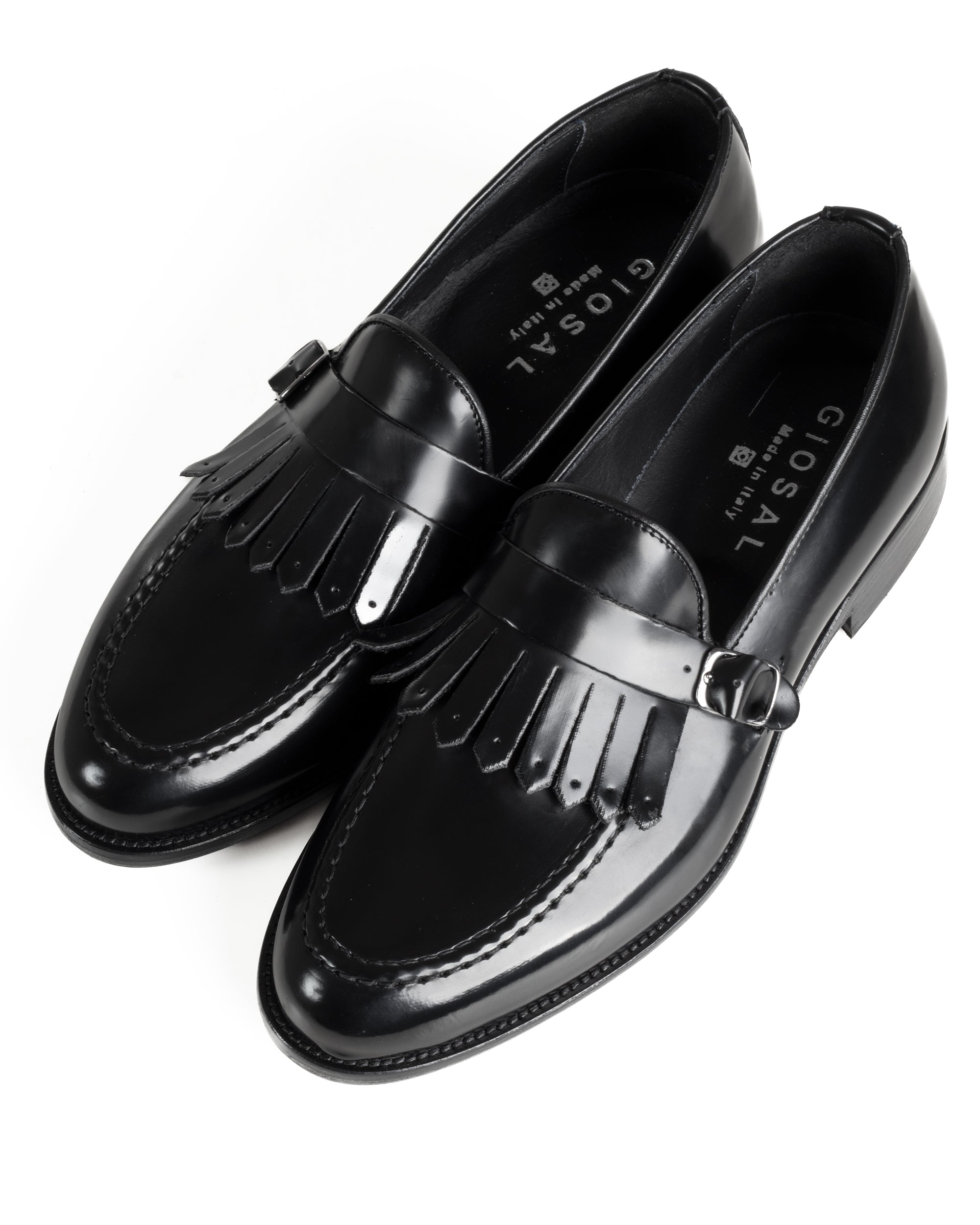 Mocassini Uomo Con Fibbia Frangia Scarpe Eleganti Ecopelle Abrasivate Cerimonia Suola Di Cuoio Casual Nero GIOSAL-S1295A