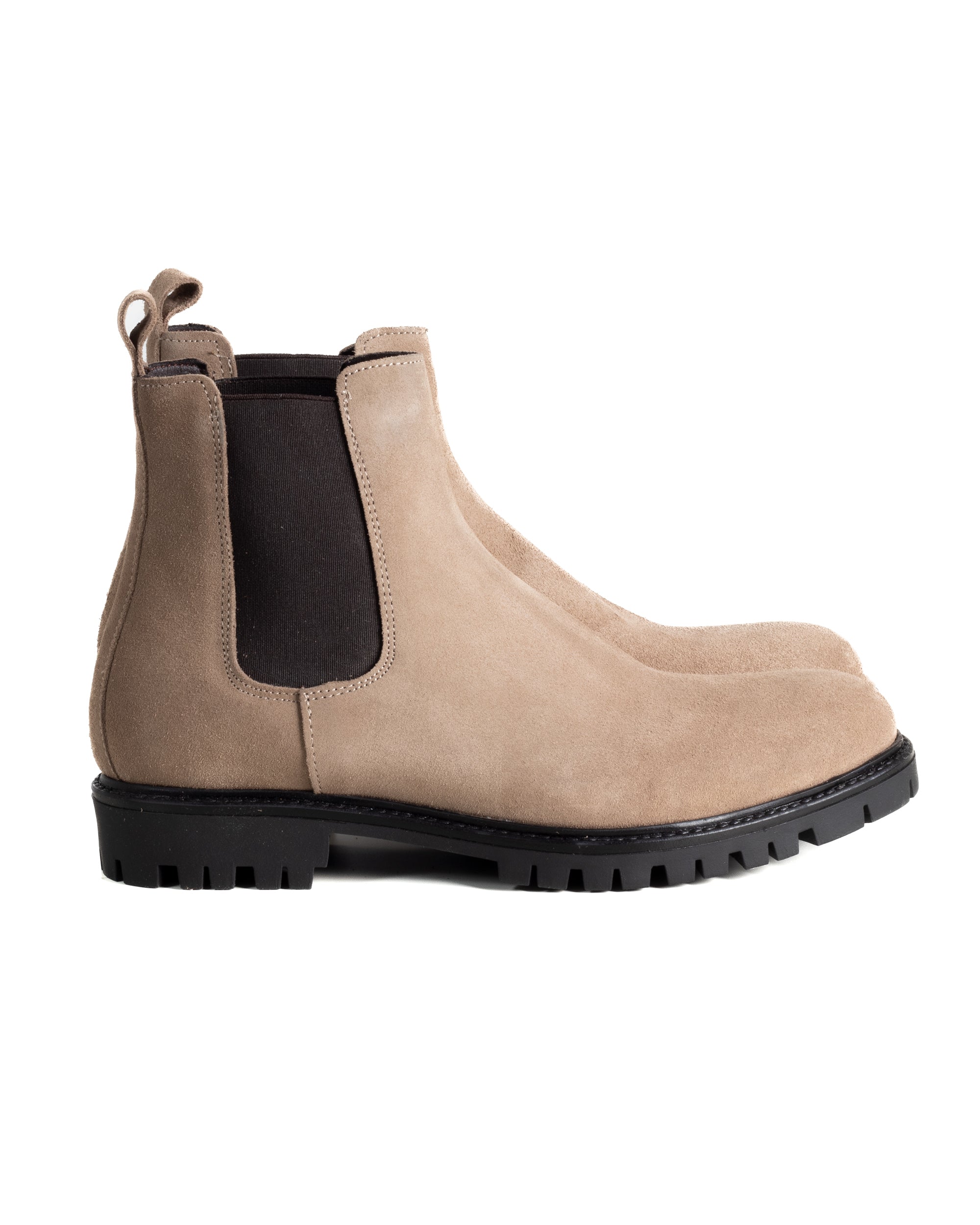 Scarpe Uomo Beatles Stivaletto Chelsea Camoscio Fondo Gomma Roccia Beige GIOSAL-S1297A