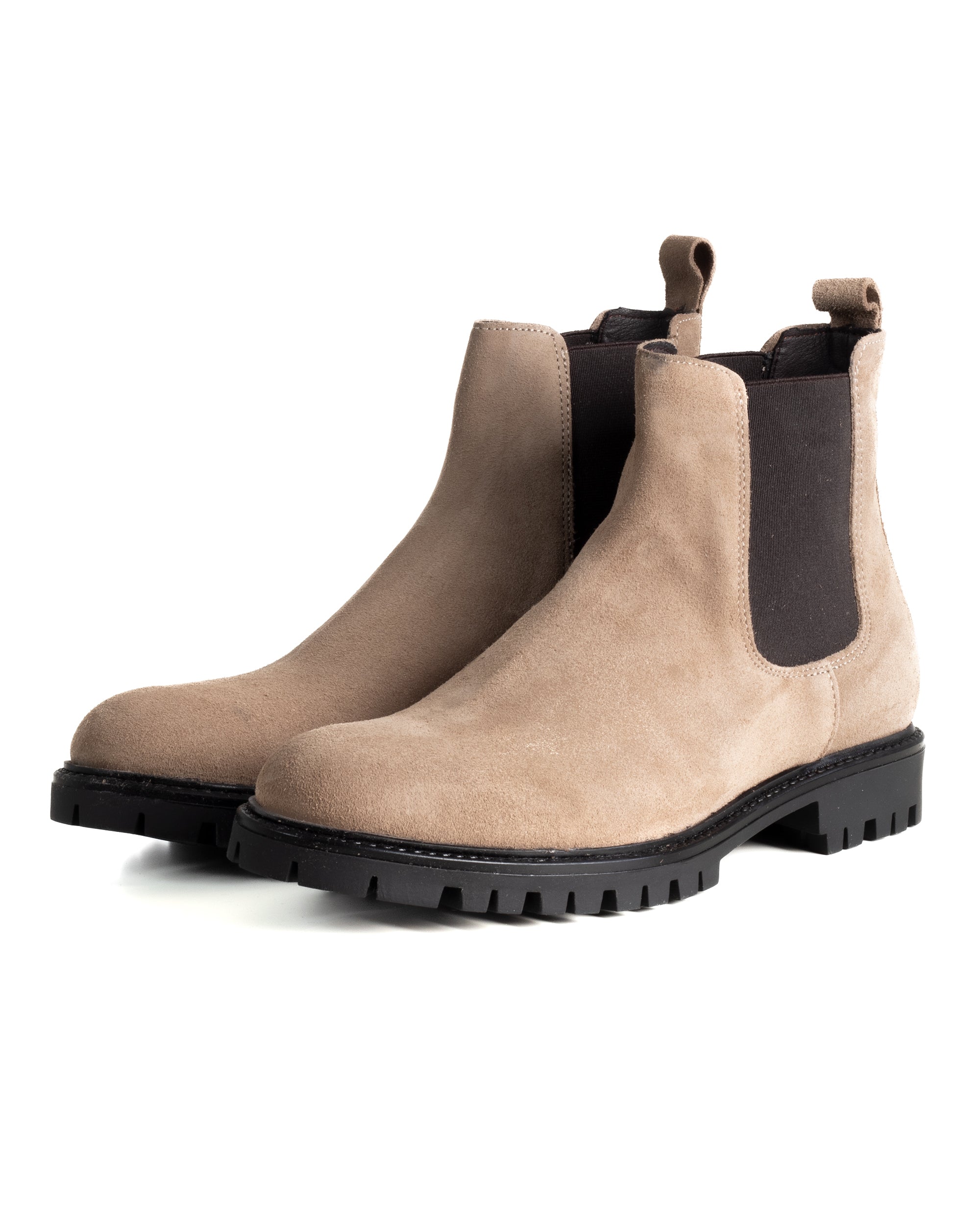 Scarpe Uomo Beatles Stivaletto Chelsea Camoscio Fondo Gomma Roccia Beige GIOSAL-S1297A