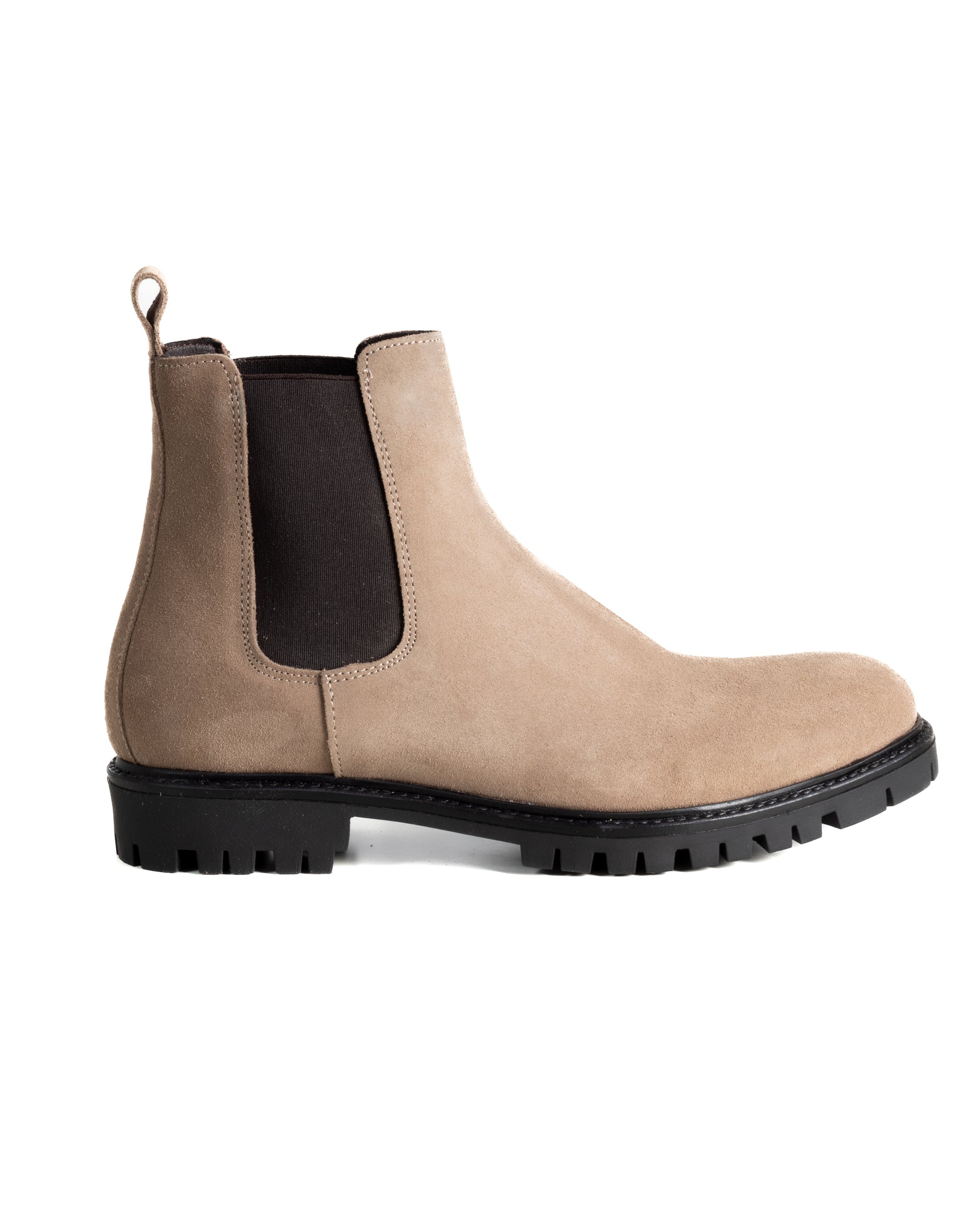 Scarpe Uomo Beatles Stivaletto Chelsea Camoscio Fondo Gomma Roccia Beige GIOSAL-S1297A