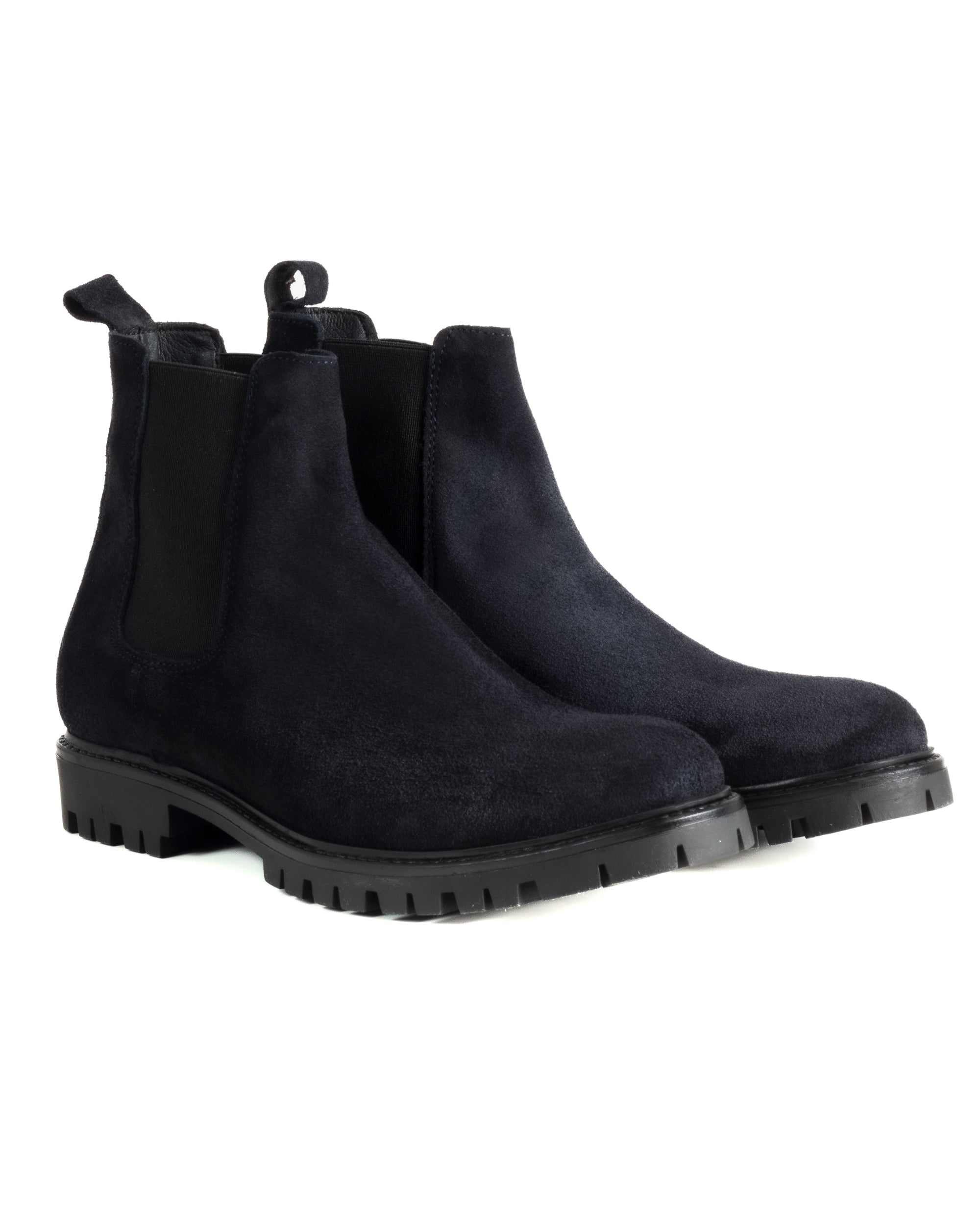 Scarpe Uomo Beatles Stivaletto Chelsea Camoscio Fondo Gomma Roccia Blu GIOSAL-S1298A