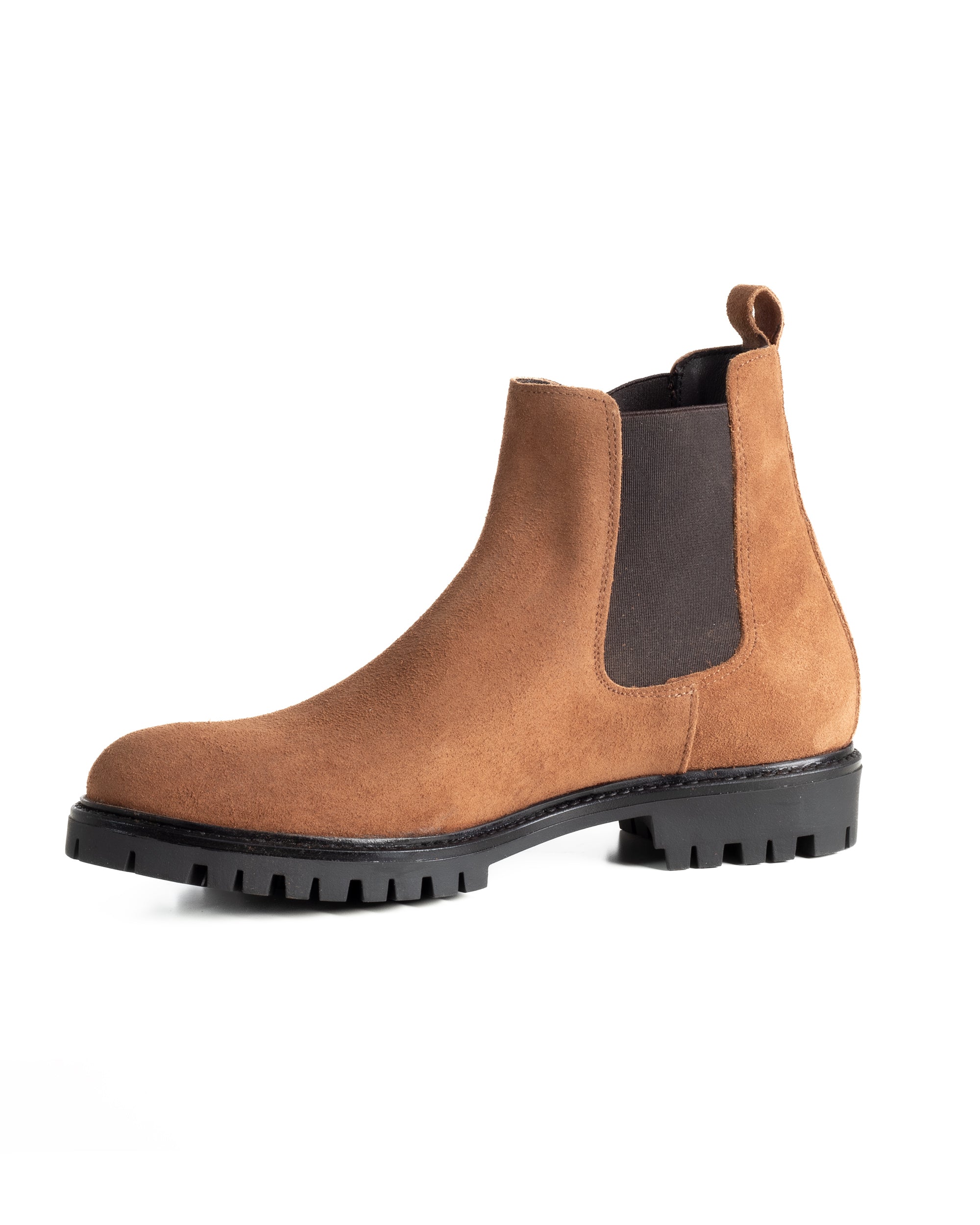 Scarpe Uomo Beatles Stivaletto Chelsea Camoscio Fondo Gomma Roccia Tabacco GIOSAL-S1299A