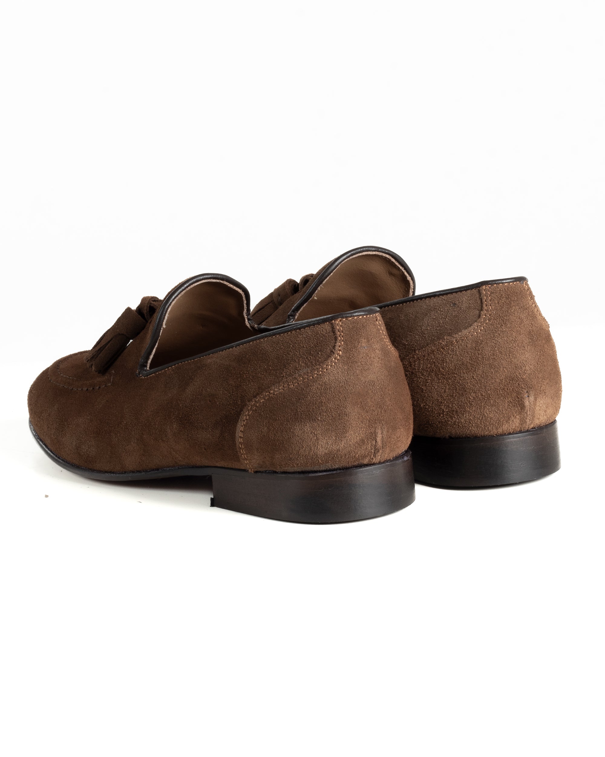 Mocassini Uomo Con Nappine Scarpe Camoscio Eleganti Cerimonia Pelle Scamosciata Suola Di Cuoio Con Ovalino Antiscivolo Casual Tabacco GIOSAL-S1301A