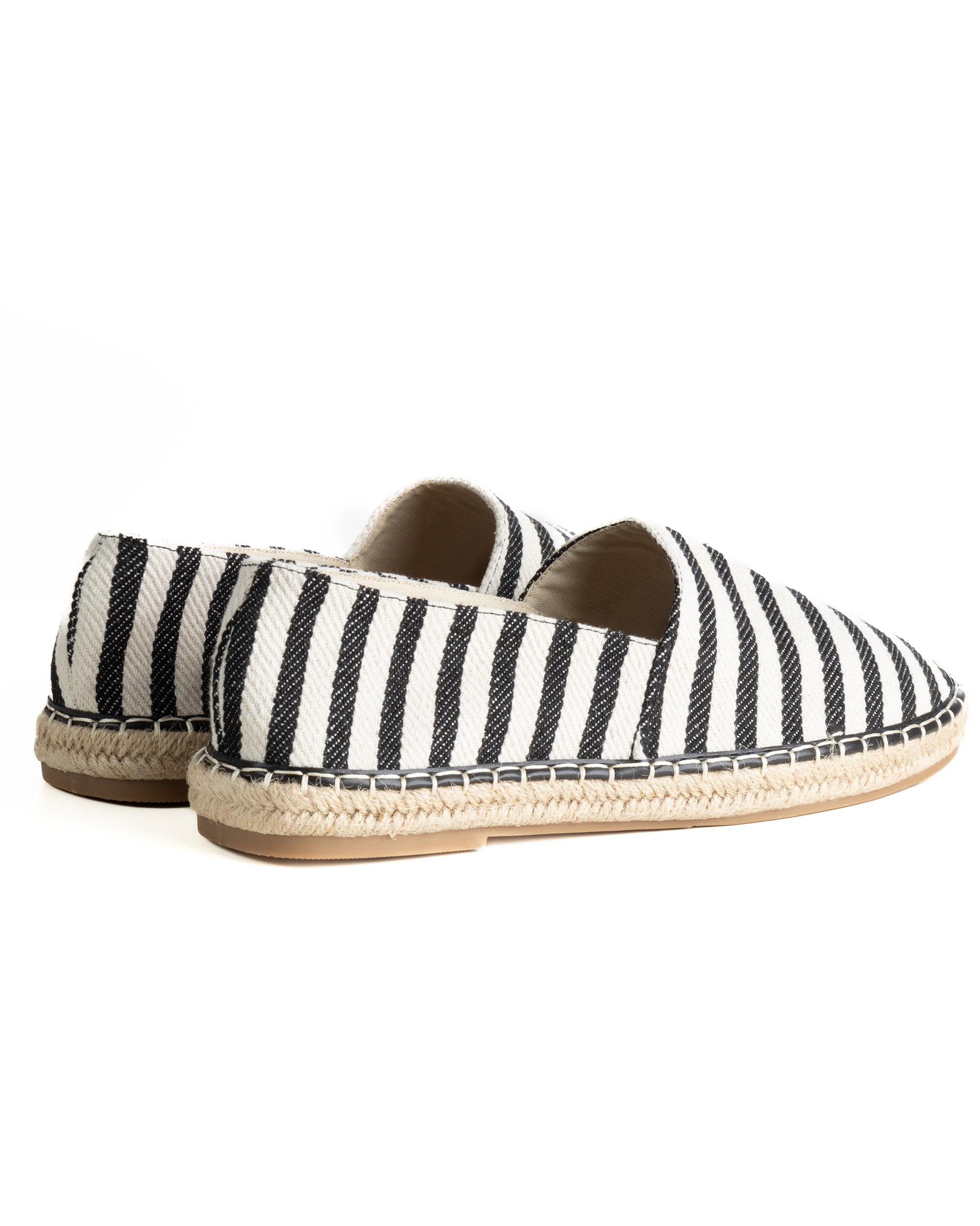 Espadrillas scarpe uomo unisex tela estive mare rigate nero GIOSAL-S1304A
