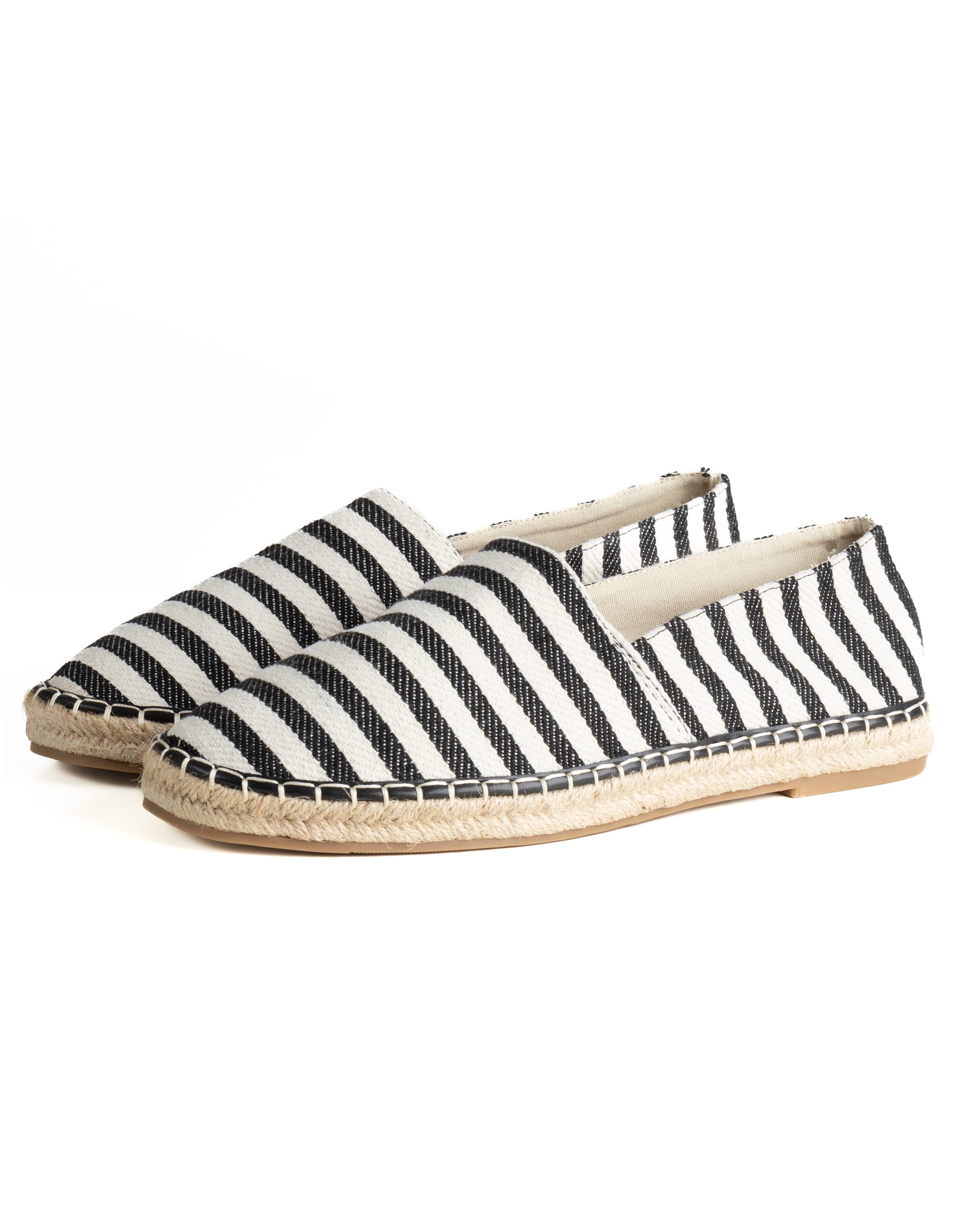 Espadrillas scarpe uomo unisex tela estive mare rigate nero GIOSAL-S1304A