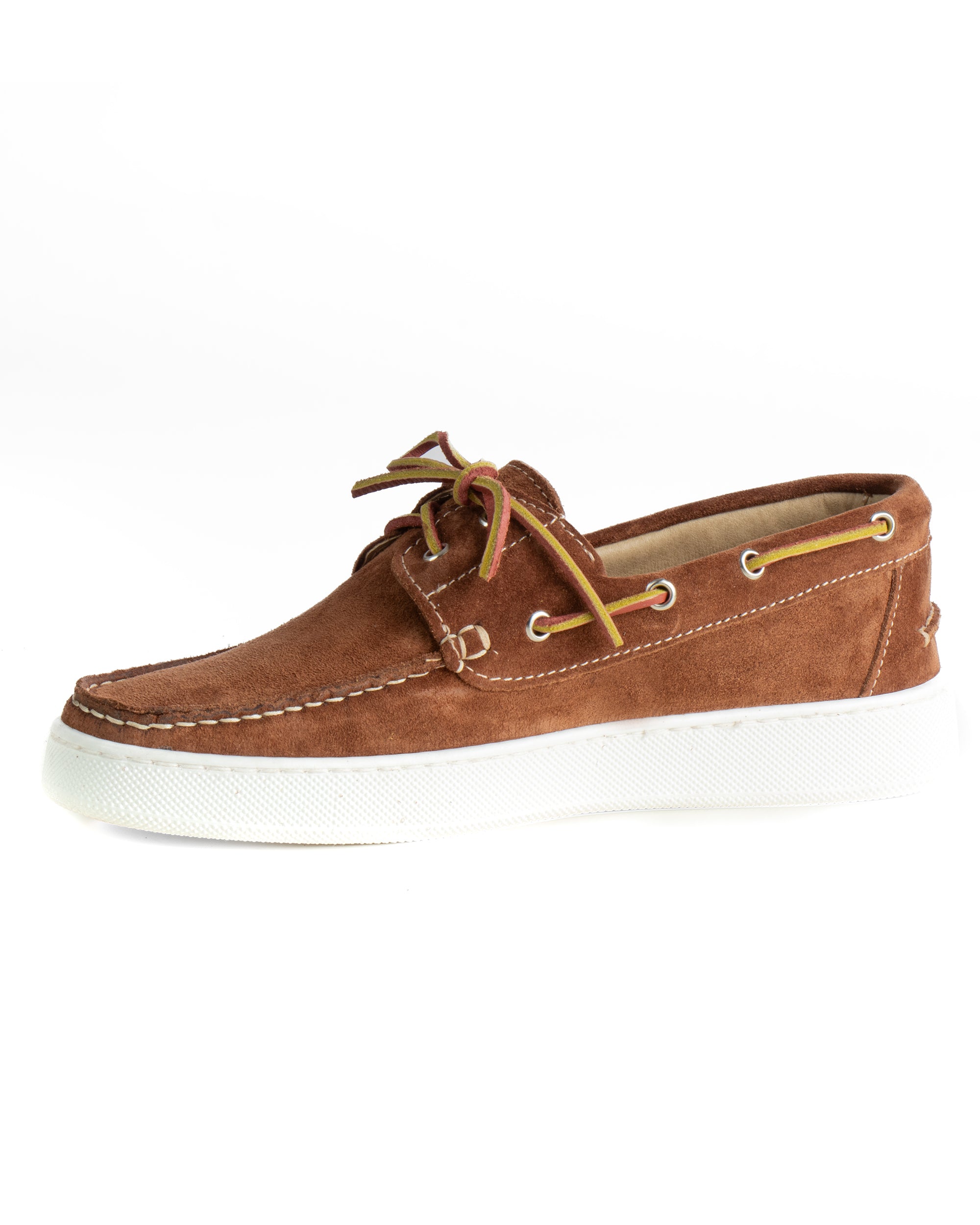 Mocassini barca uomo camoscio scarpe con lacci suola gomma tabacco GIOSAL-S1310A