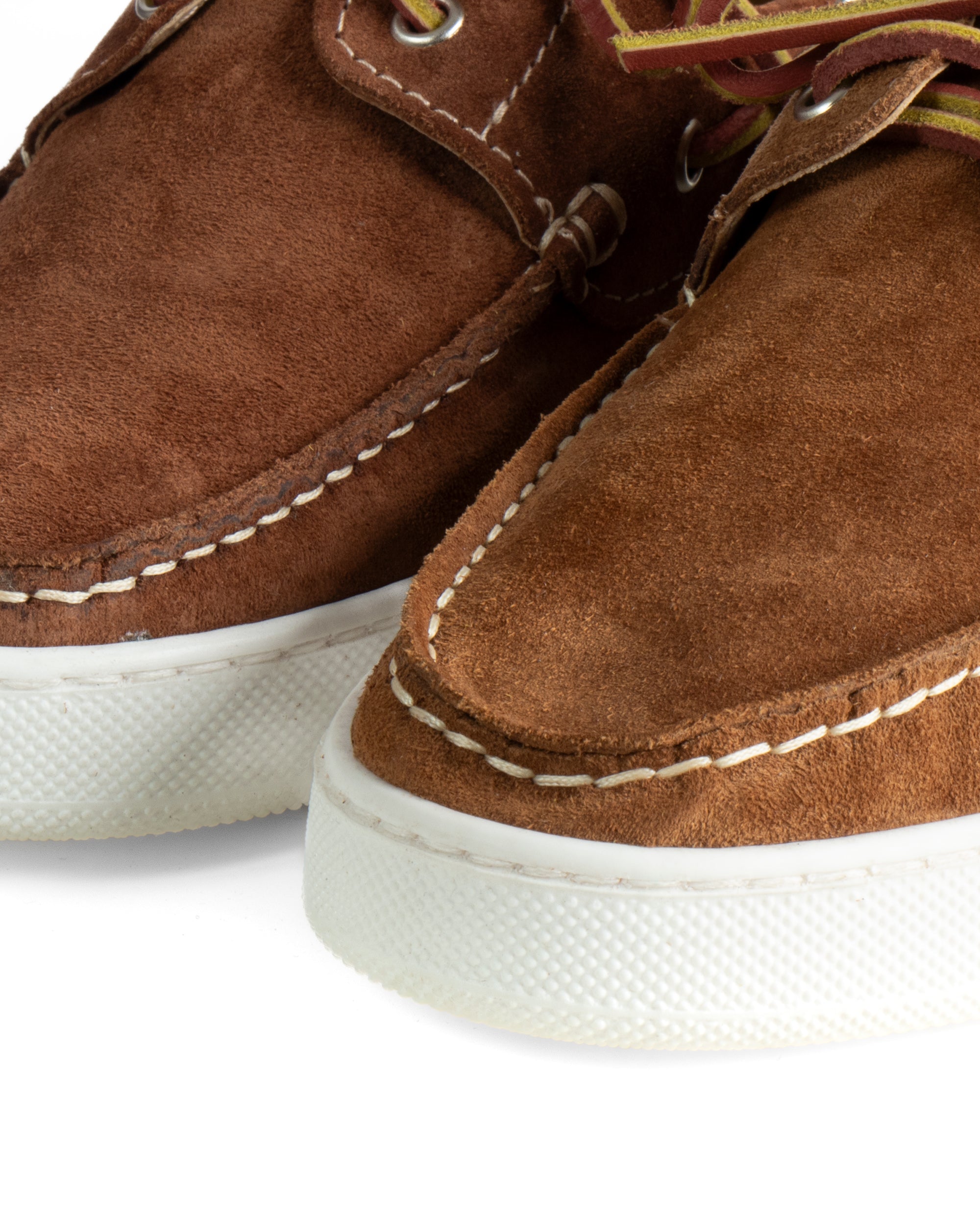 Mocassini barca uomo camoscio scarpe con lacci suola gomma tabacco GIOSAL-S1310A