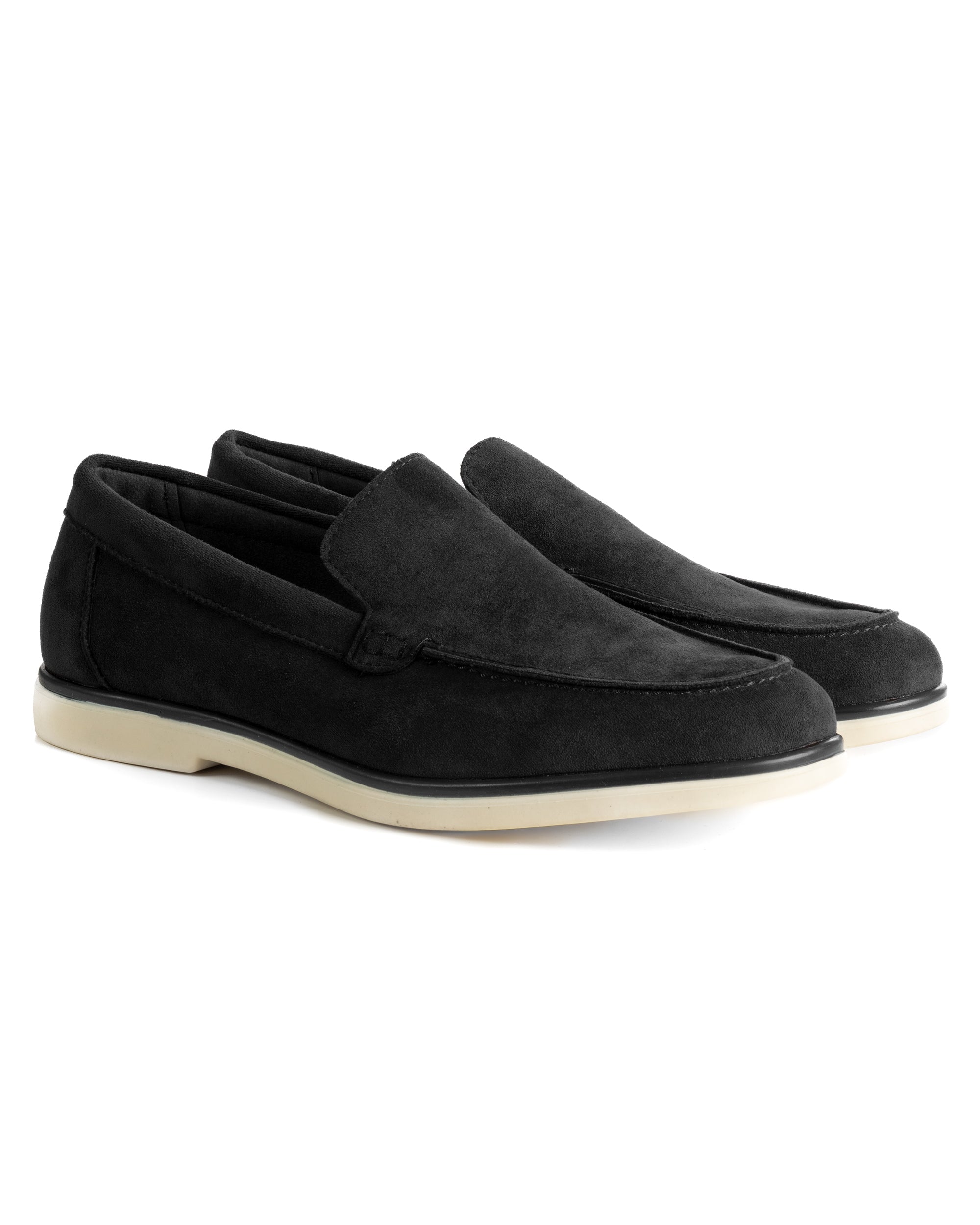Mocassini college uomo scarpe camoscio eleganti cerimonia suola di gomma nero GIOSAL-S1311A