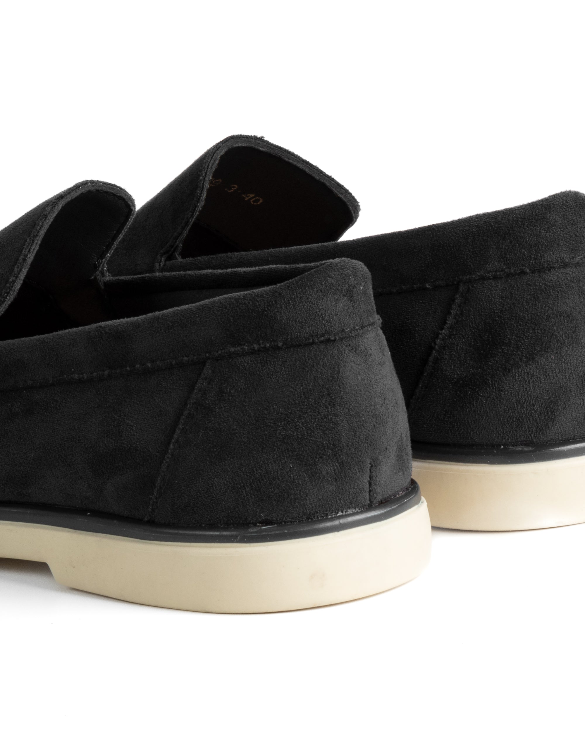 Mocassini college uomo scarpe camoscio eleganti cerimonia suola di gomma nero GIOSAL-S1311A