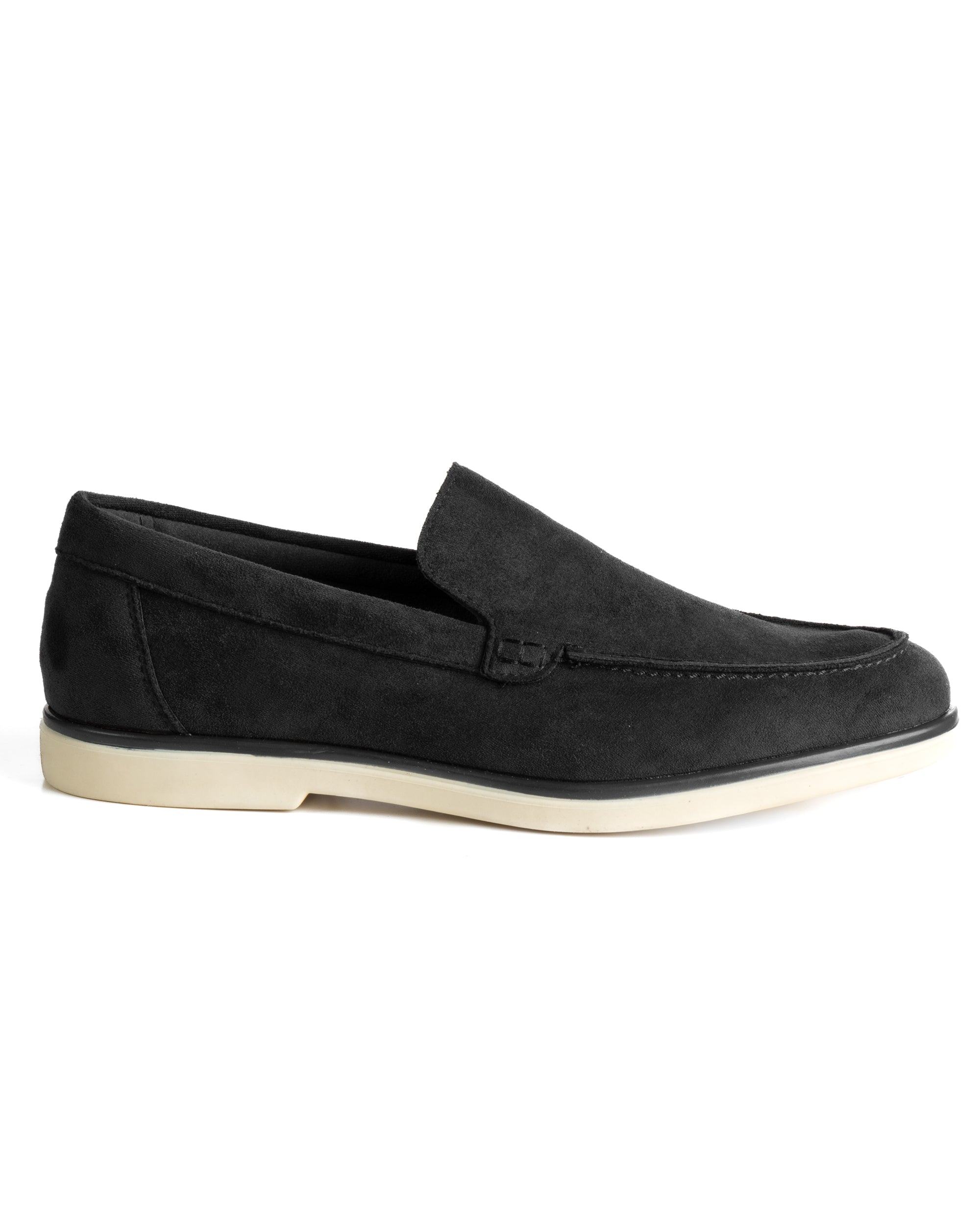 Mocassini college uomo scarpe camoscio eleganti cerimonia suola di gomma nero GIOSAL-S1311A