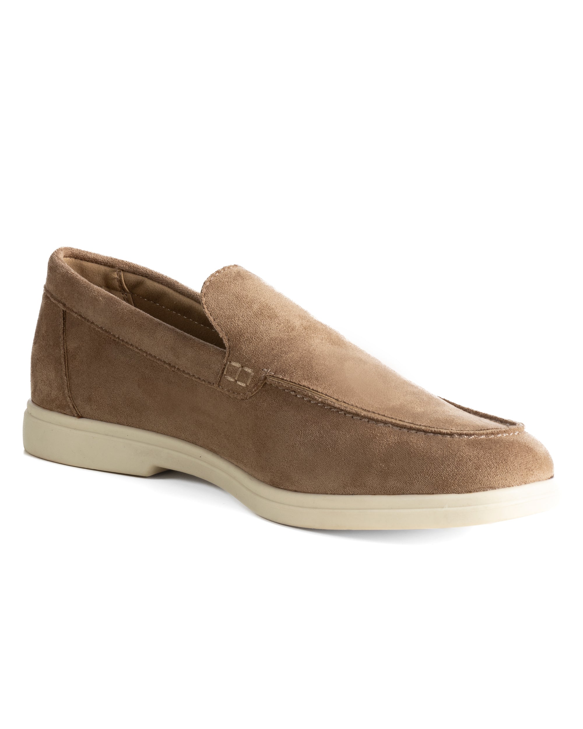 Mocassini college uomo scarpe camoscio eleganti cerimonia suola di gomma beige GIOSAL-S1312A