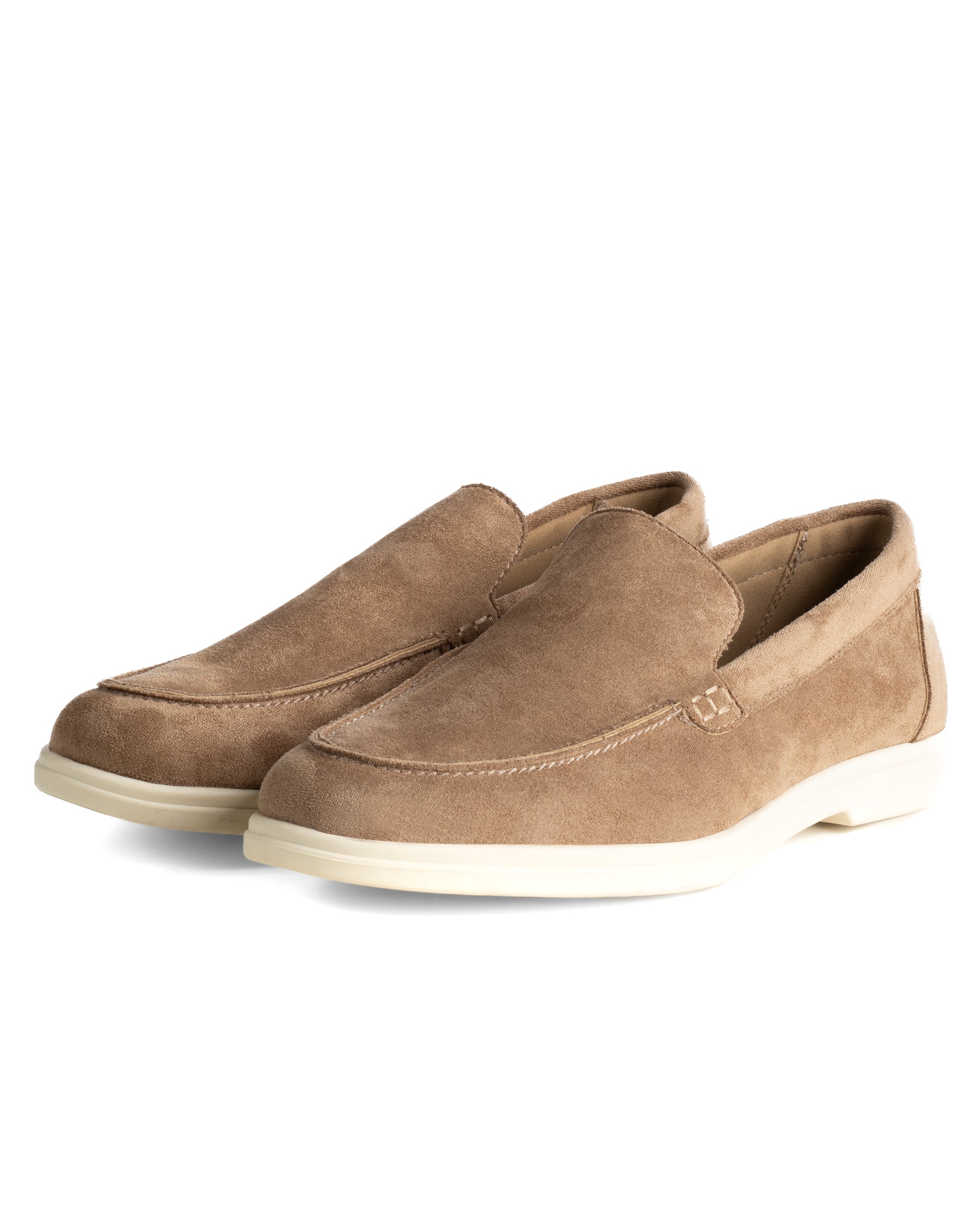 Mocassini college uomo scarpe camoscio eleganti cerimonia suola di gomma beige GIOSAL-S1312A
