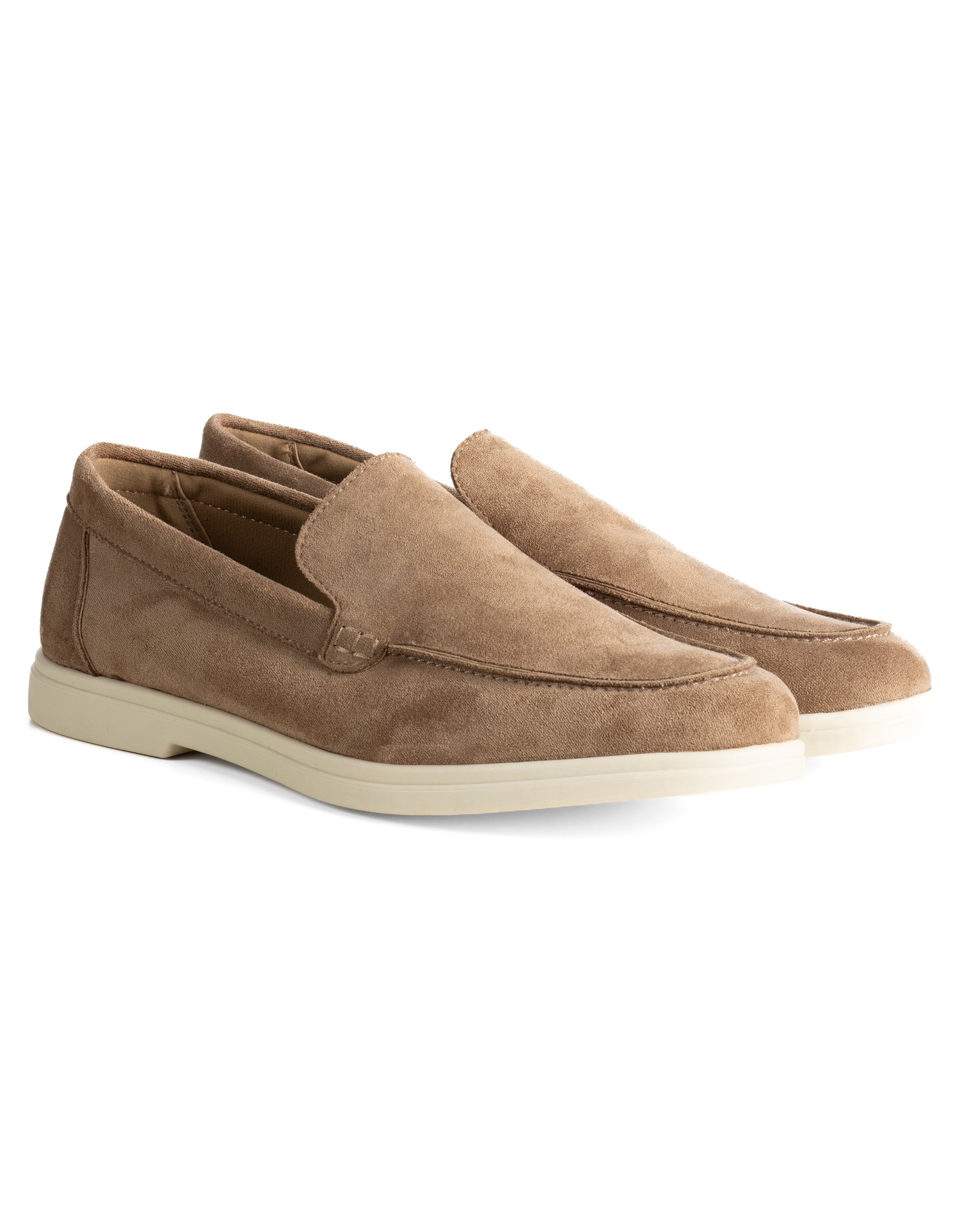 Mocassini college uomo scarpe camoscio eleganti cerimonia suola di gomma beige GIOSAL-S1312A