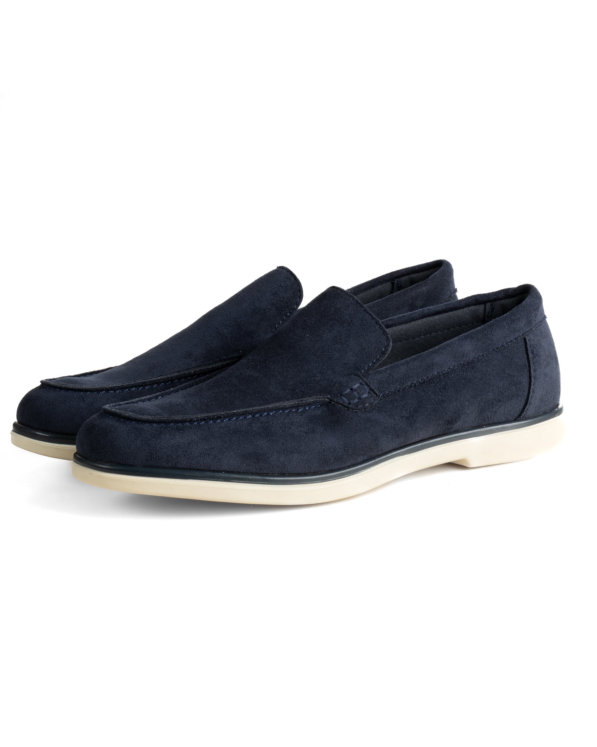 Mocassini college uomo scarpe camoscio eleganti cerimonia suola di gomma blu GIOSAL-S1313A