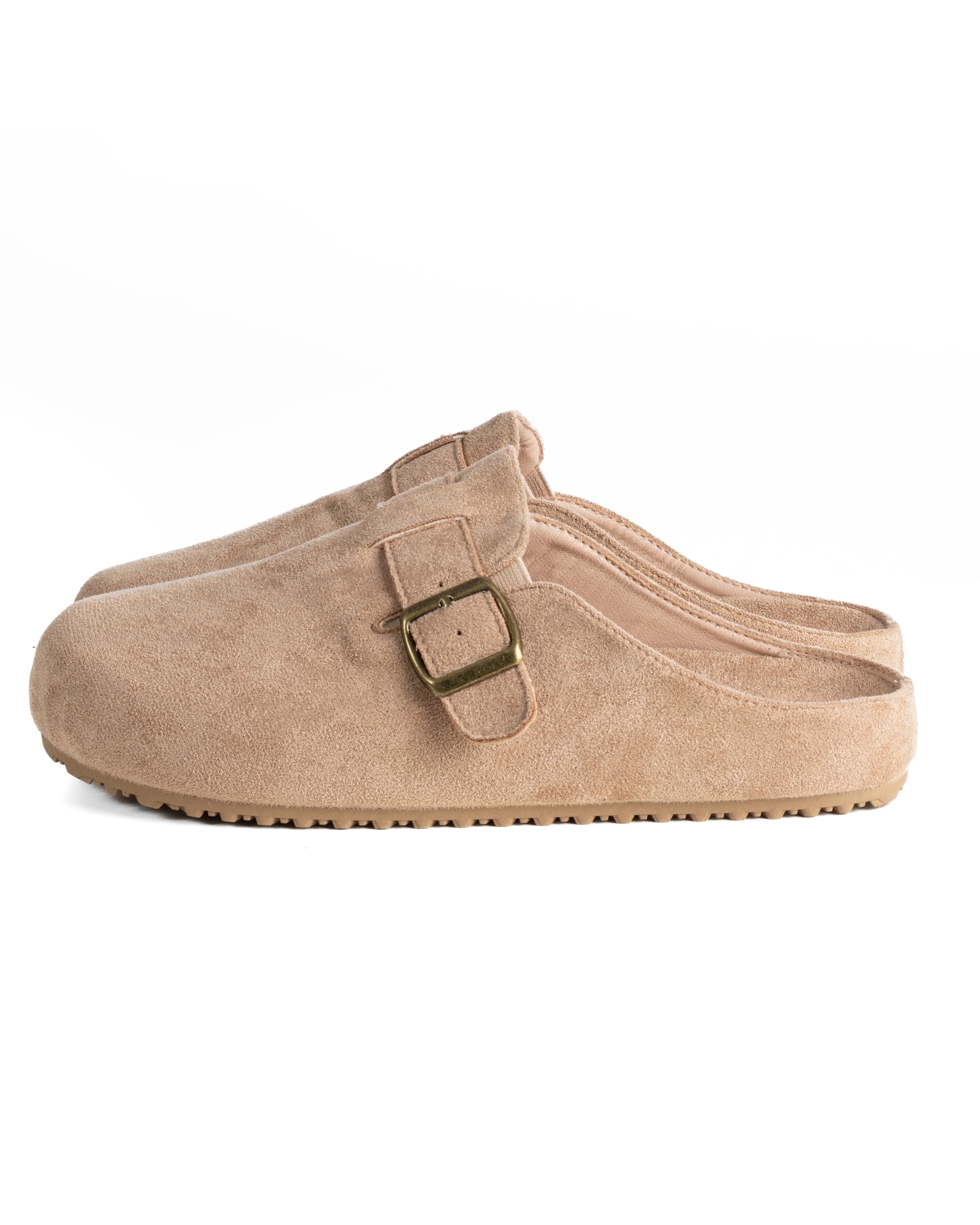 Ciabatte mule uomo camoscio con fibbia in metallo beige GIOSAL-S1316A