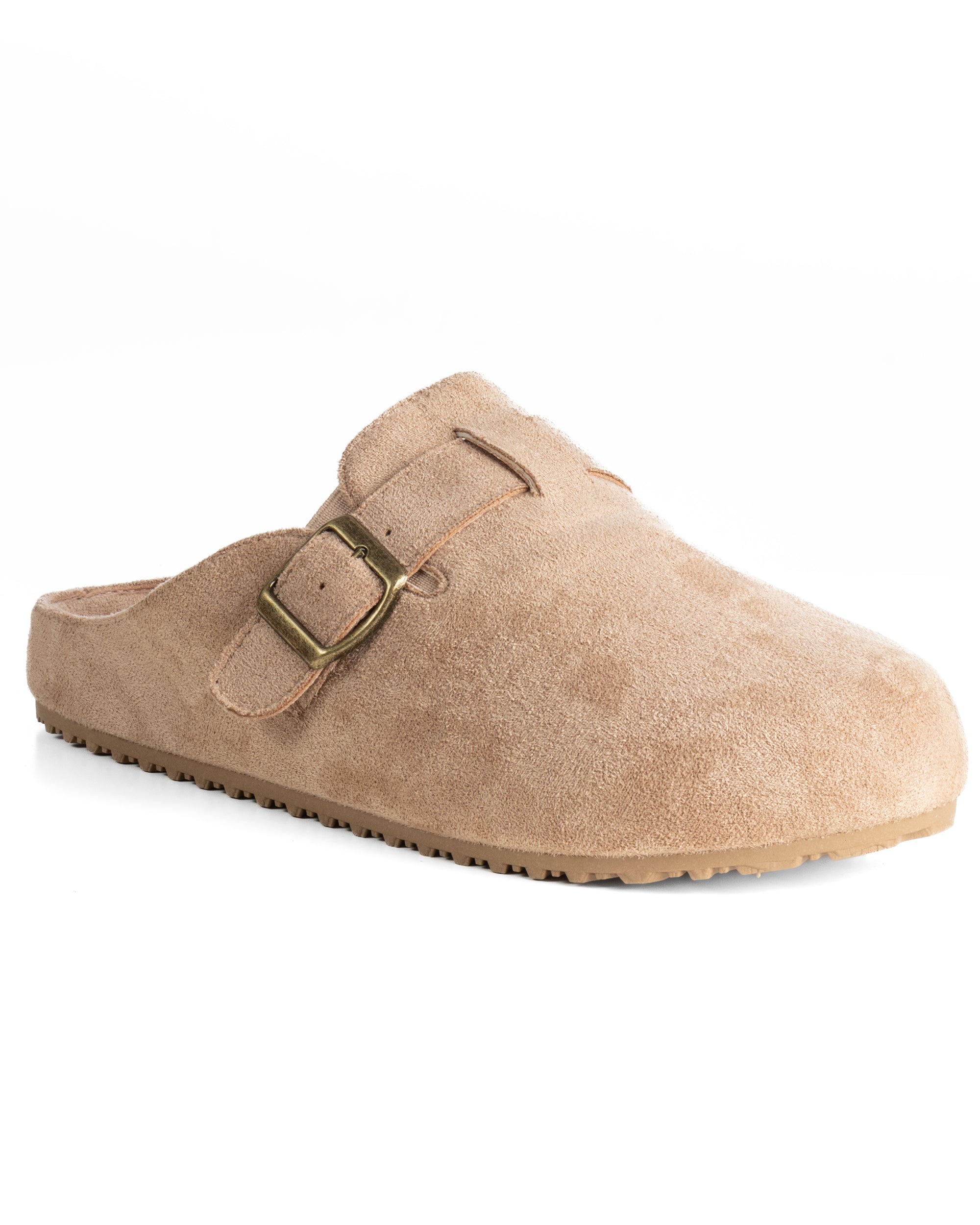 Ciabatte mule uomo camoscio con fibbia in metallo beige GIOSAL-S1316A