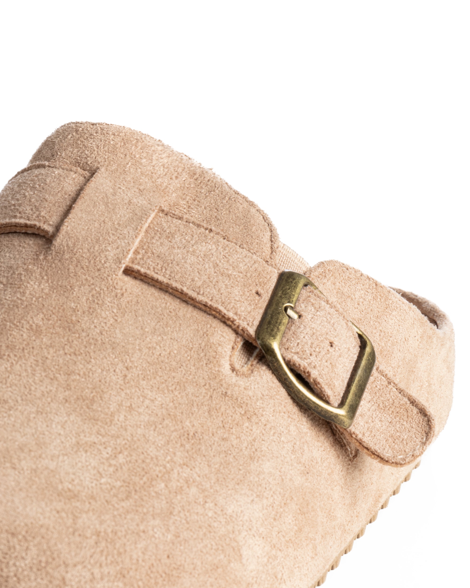 Ciabatte mule uomo camoscio con fibbia in metallo beige GIOSAL-S1316A