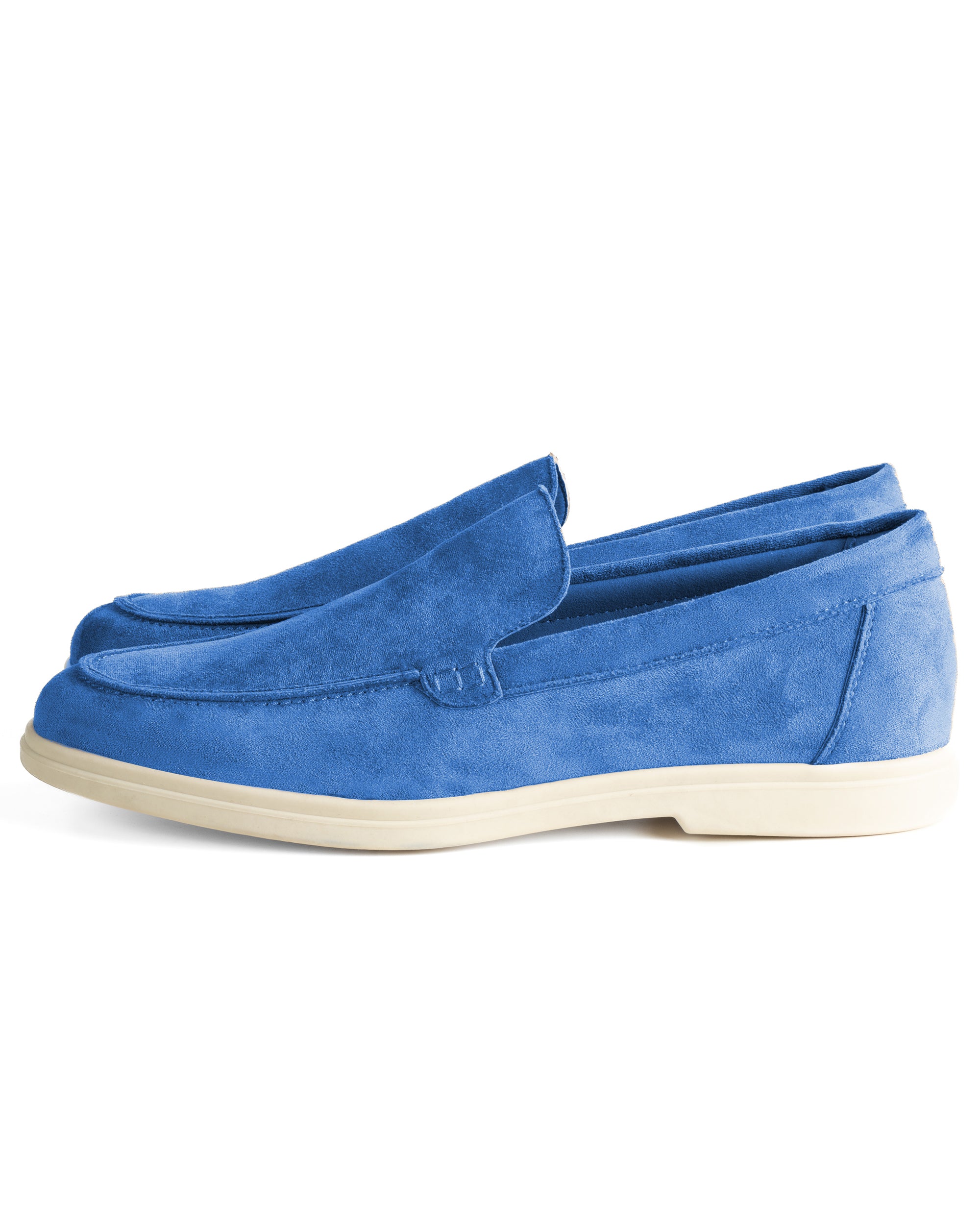 Mocassini college uomo scarpe camoscio eleganti cerimonia suola di gomma blu royal GIOSAL-S1317A