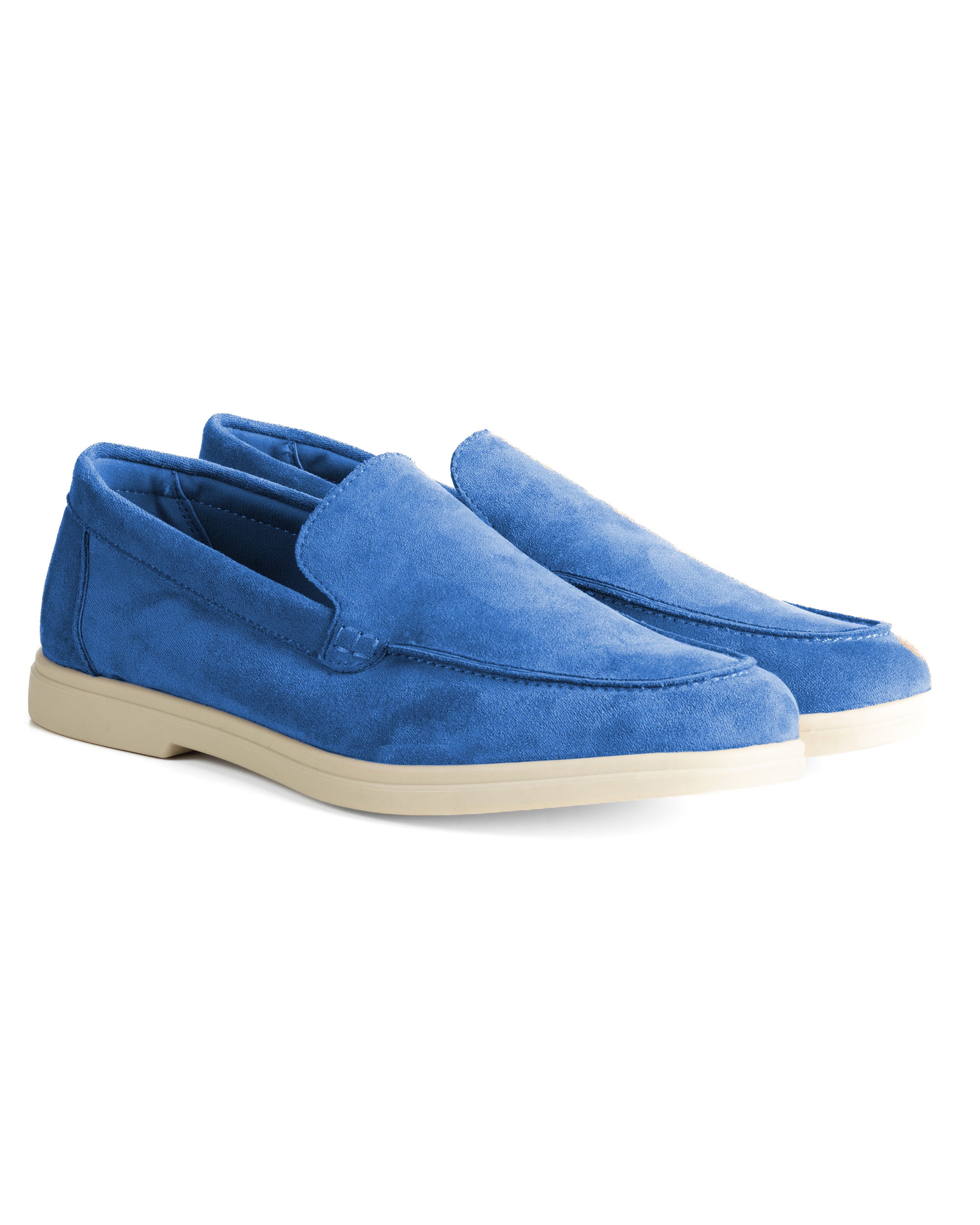 Mocassini college uomo scarpe camoscio eleganti cerimonia suola di gomma blu royal GIOSAL-S1317A