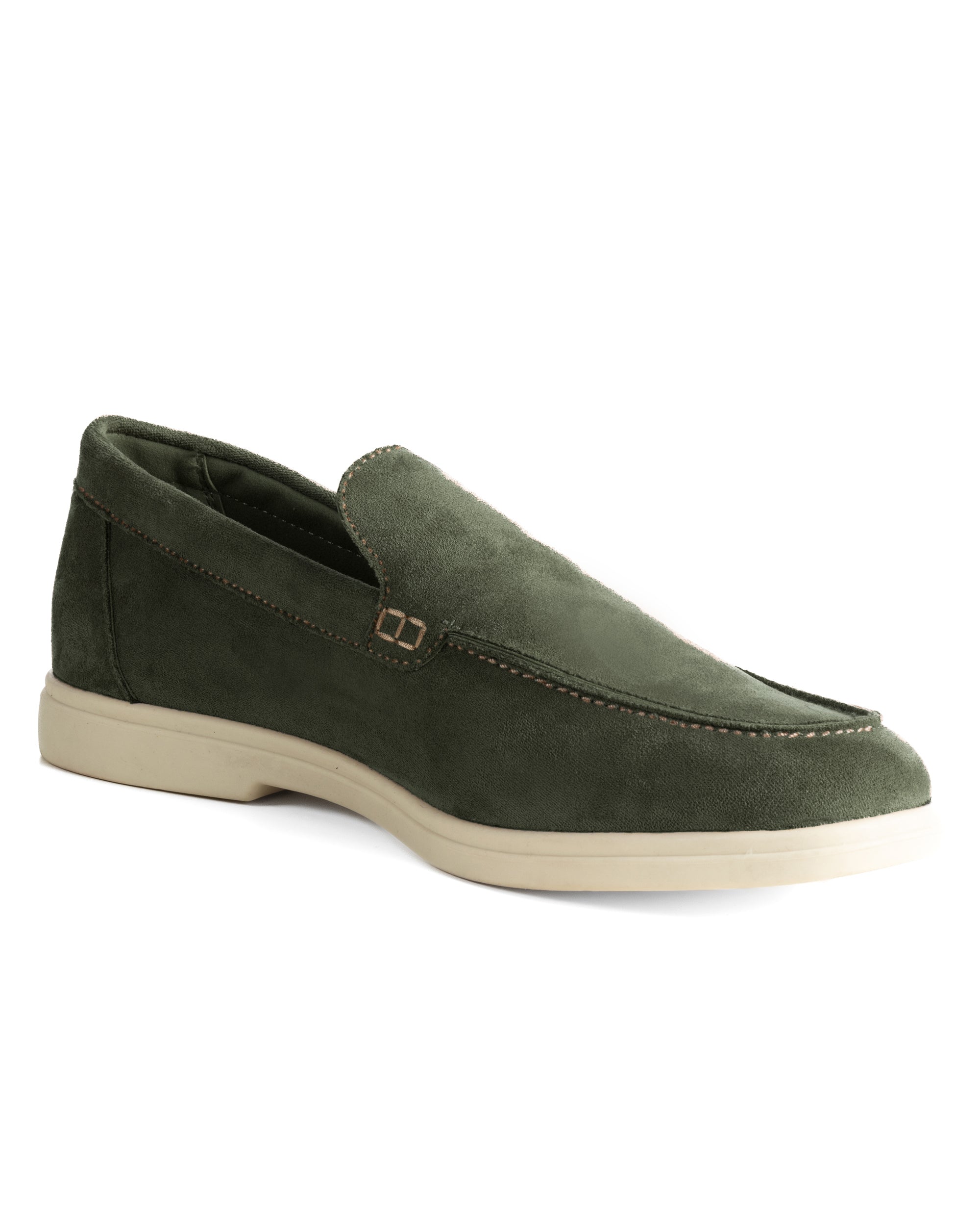 Mocassini college uomo scarpe camoscio eleganti cerimonia suola di gomma verde GIOSAL-S1318A