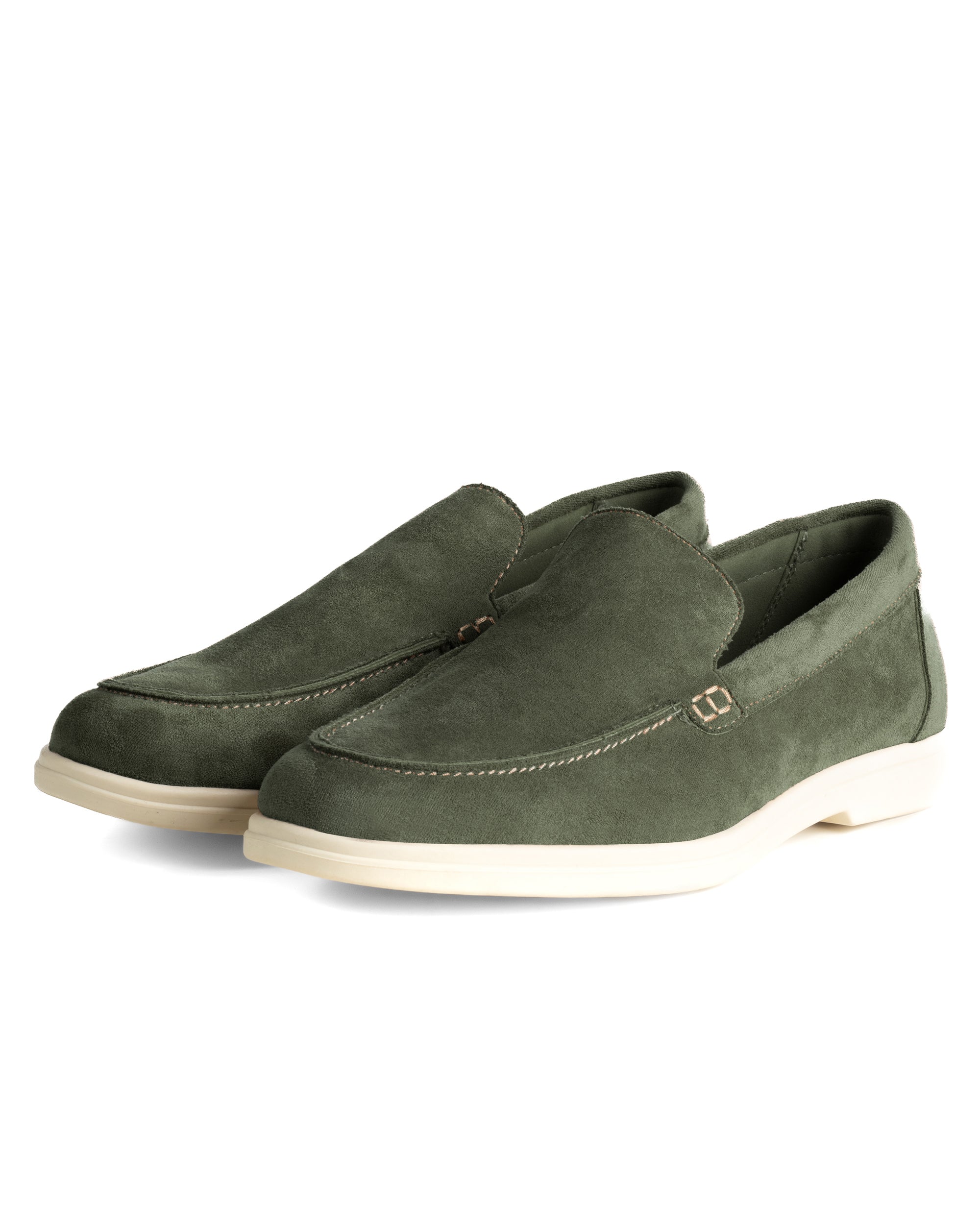 Mocassini college uomo scarpe camoscio eleganti cerimonia suola di gomma verde GIOSAL-S1318A