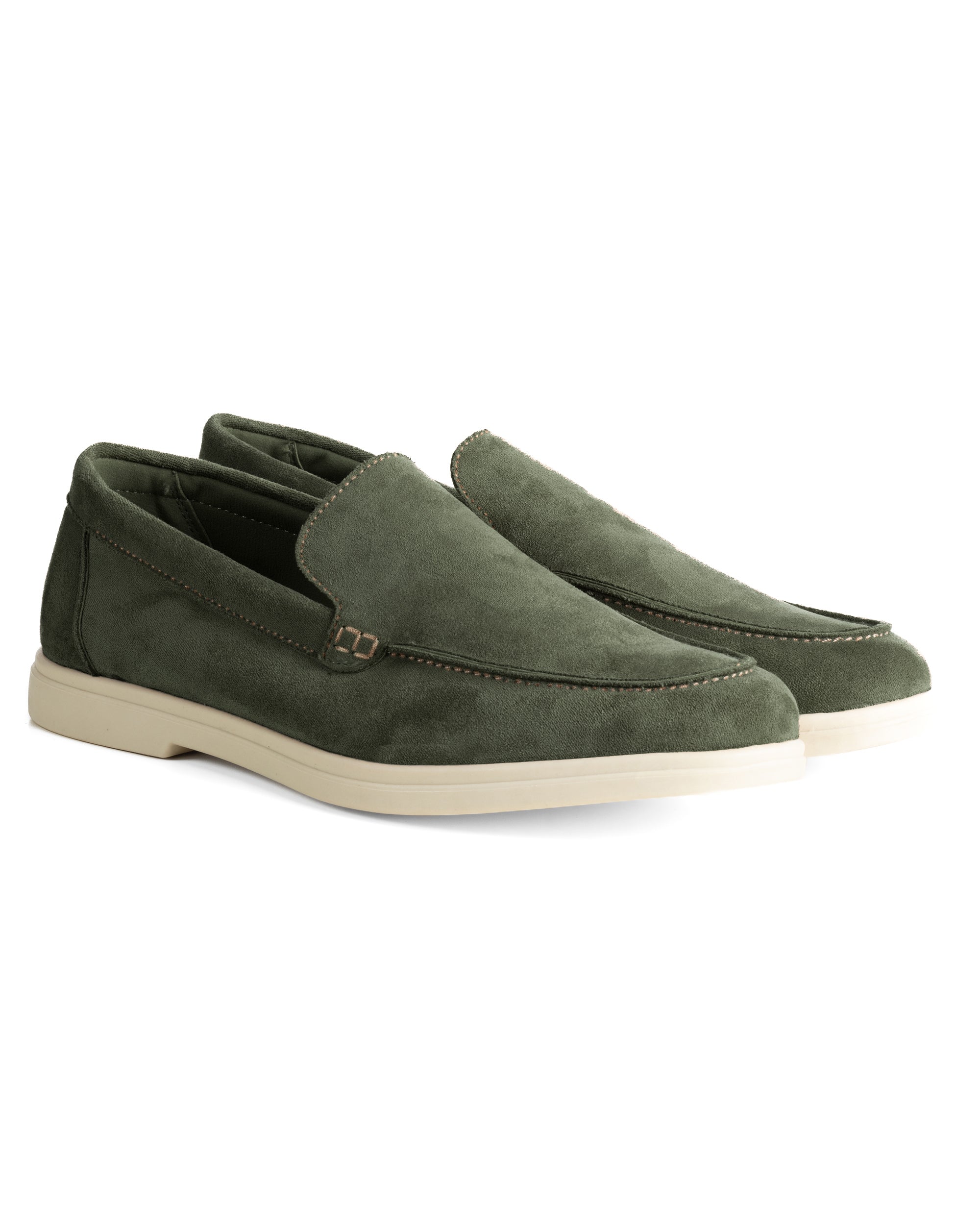 Mocassini college uomo scarpe camoscio eleganti cerimonia suola di gomma verde GIOSAL-S1318A