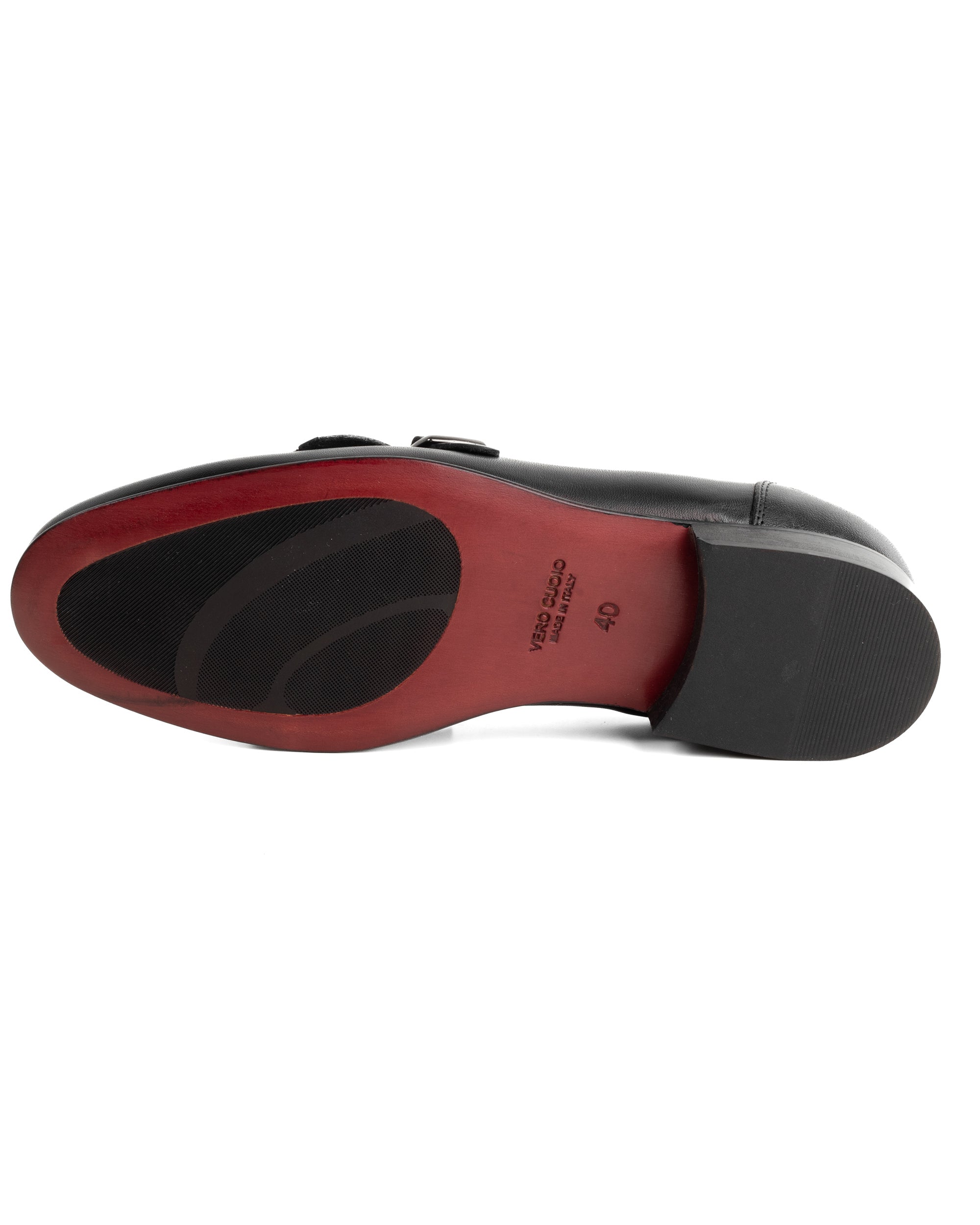 Mocassini uomo con fibbia frangia borchie argento scarpe copelle eleganti pelle vitello cerimonia suola di cuoio con ovalino antiscivolo casual nero GIOSAL-S1321A