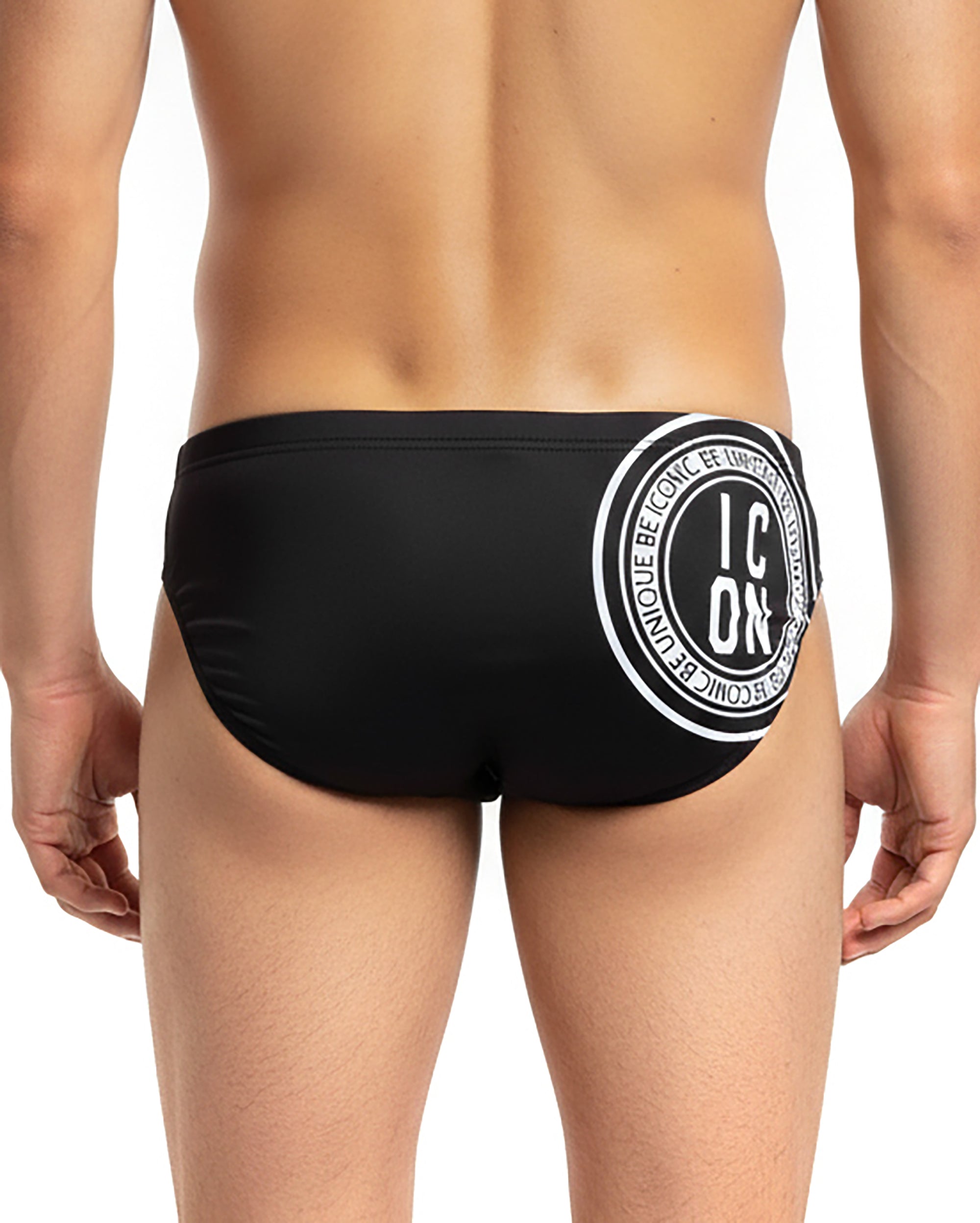Costume da bagno slip mare uomo elasticizzato stampa retro nero ICON IUW016