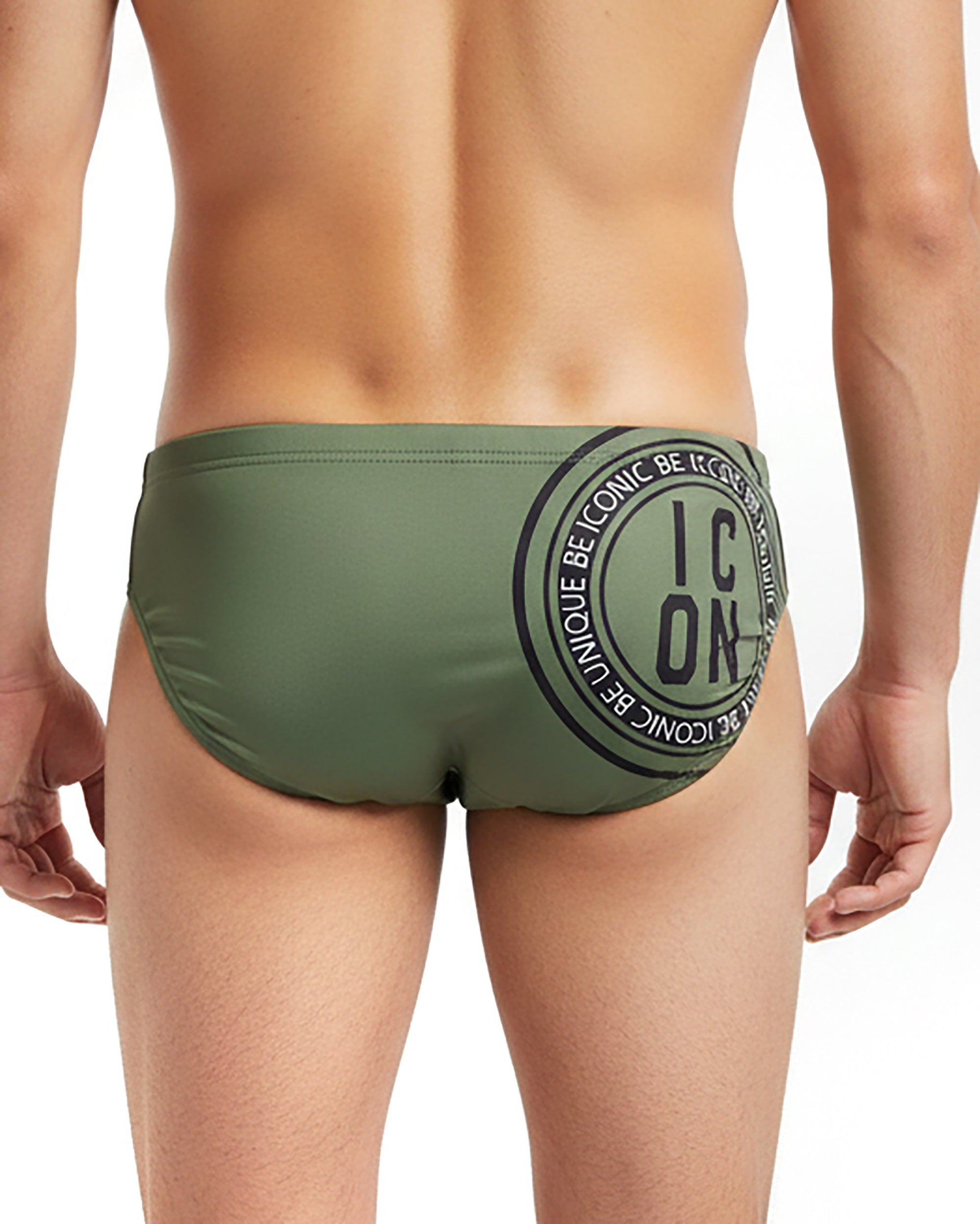 Costume da bagno slip mare uomo elasticizzato stampa retro verde ICON IUW016