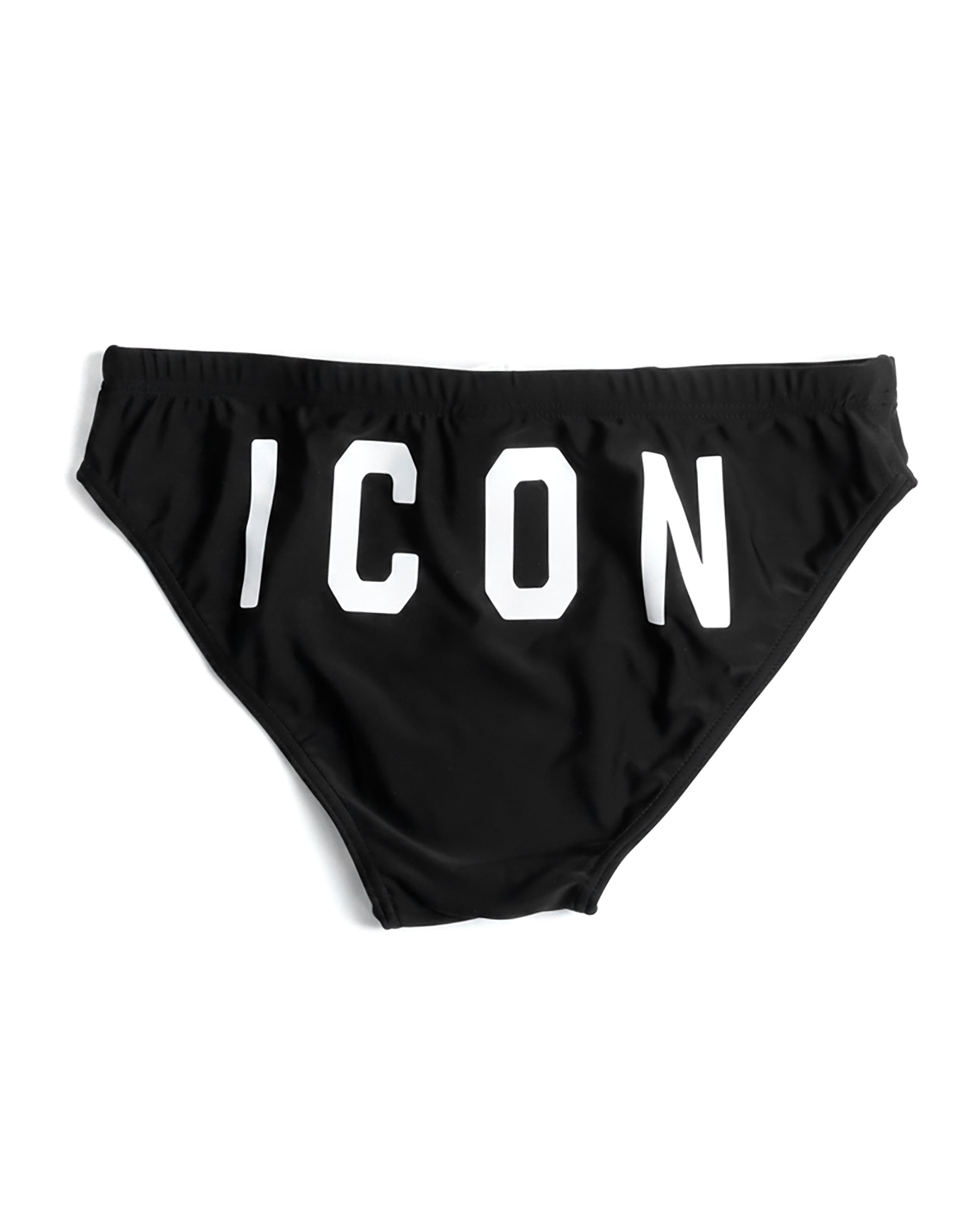 Costume da bagno slip mare uomo elasticizzato stampa retro taglio sportivo nero ICON IUW014