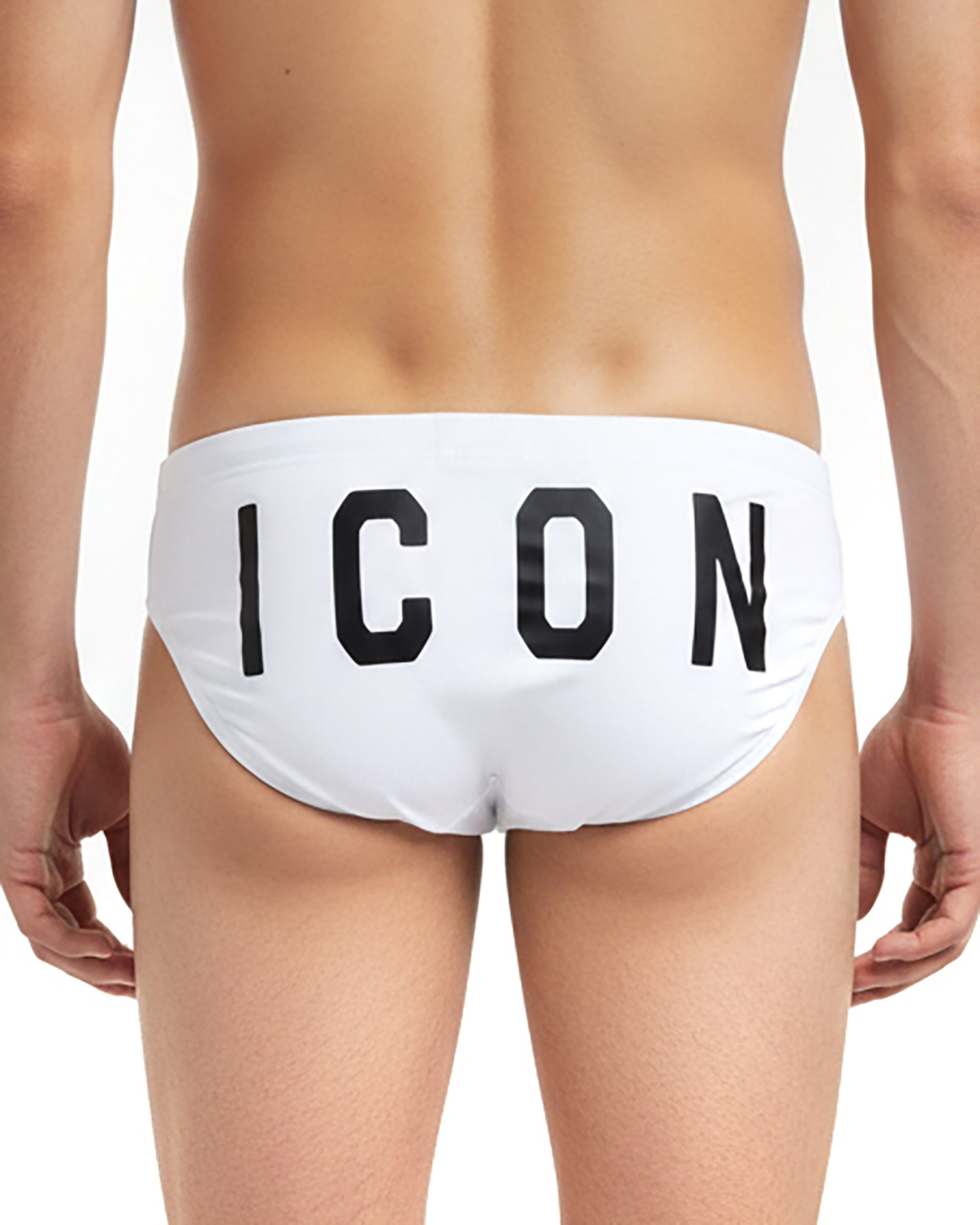 Costume da bagno slip mare uomo elasticizzato stampa retro taglio sportivo bianco ICON IUW014