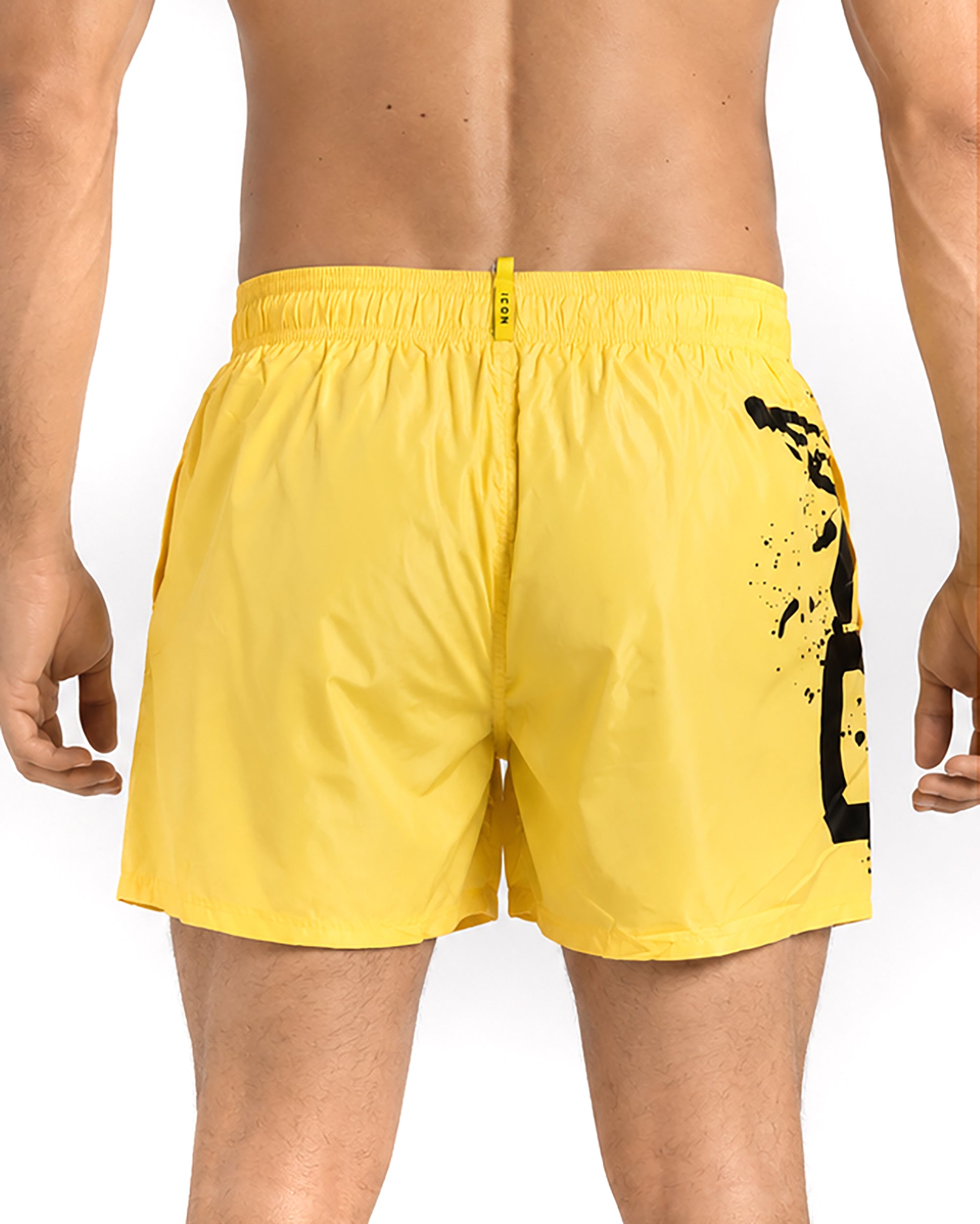 Costume da bagno bermuda mare uomo boxer con coulisse maxi stampa giallo ICON-IUW004