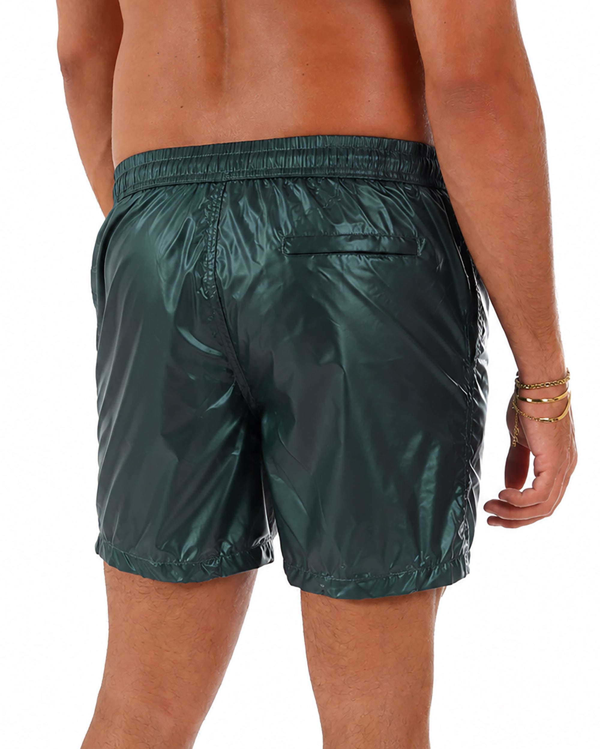Costume da bagno bermuda mare uomo boxer lucido coulisse verde bosco GIOSAL-SU1257A