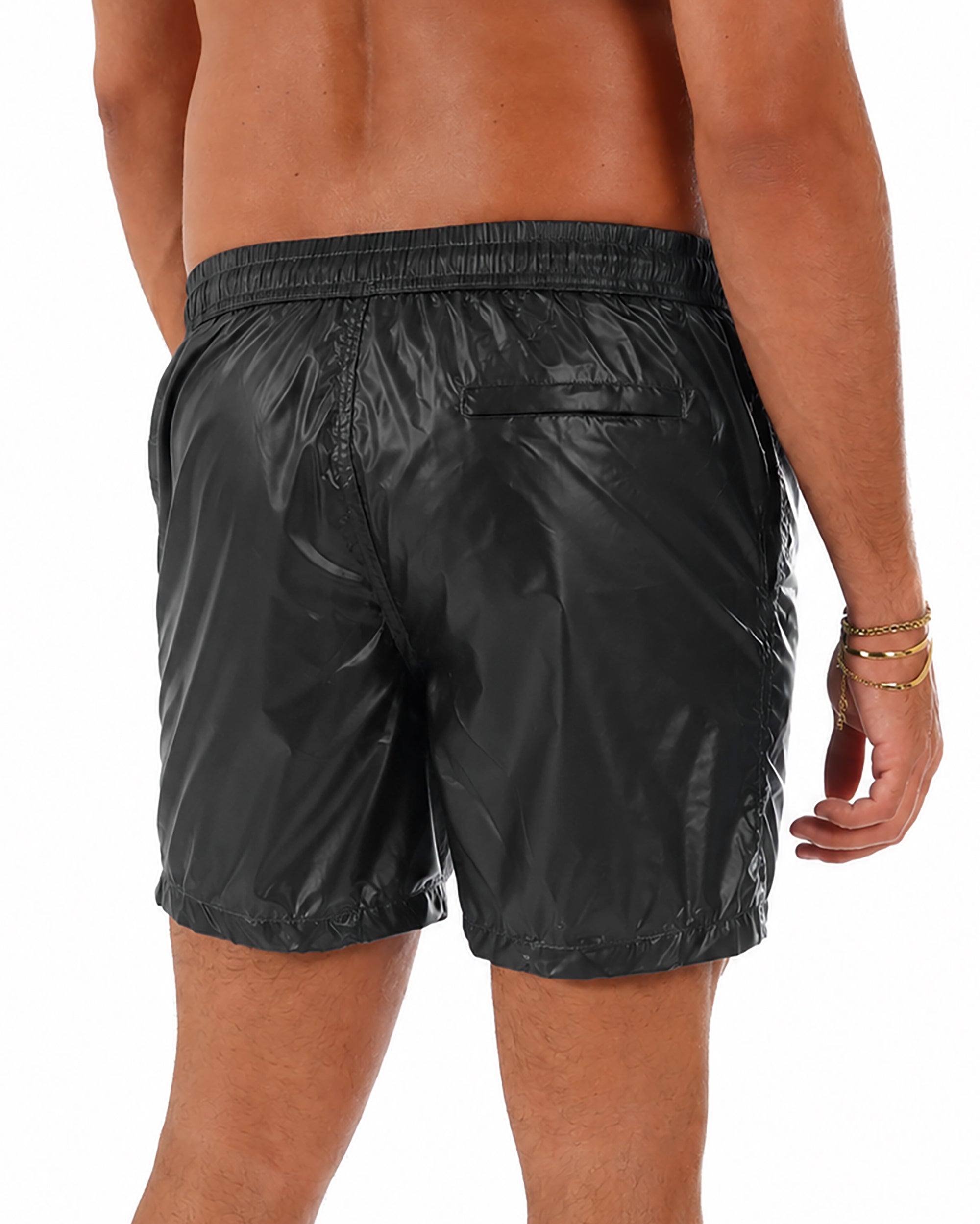 Costume da bagno bermuda mare uomo boxer lucido coulisse nero GIOSAL-SU1258A