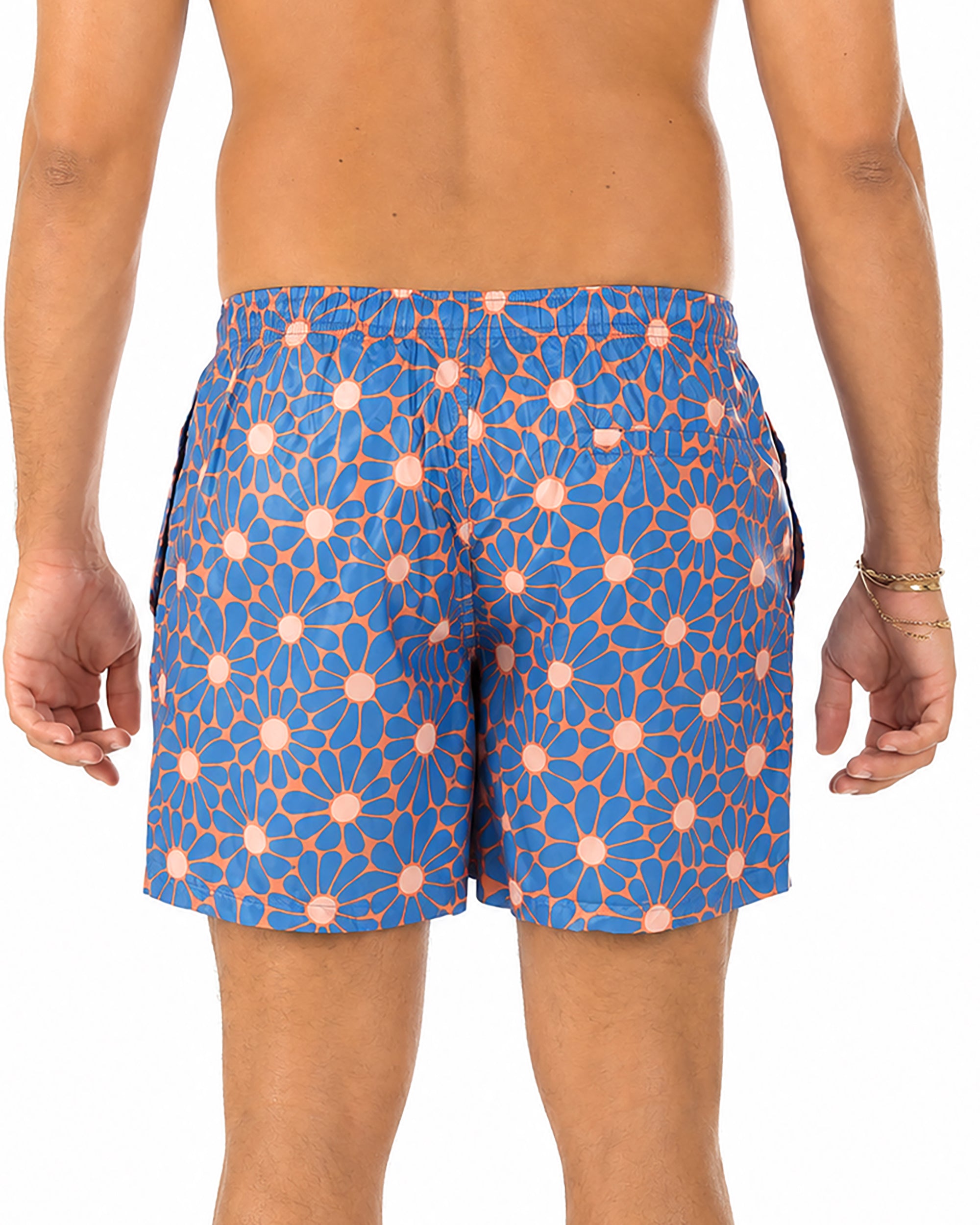 Costume da bagno bermuda mare uomo boxer fantasia floreale coulisse celeste GIOSAL-SU1261A
