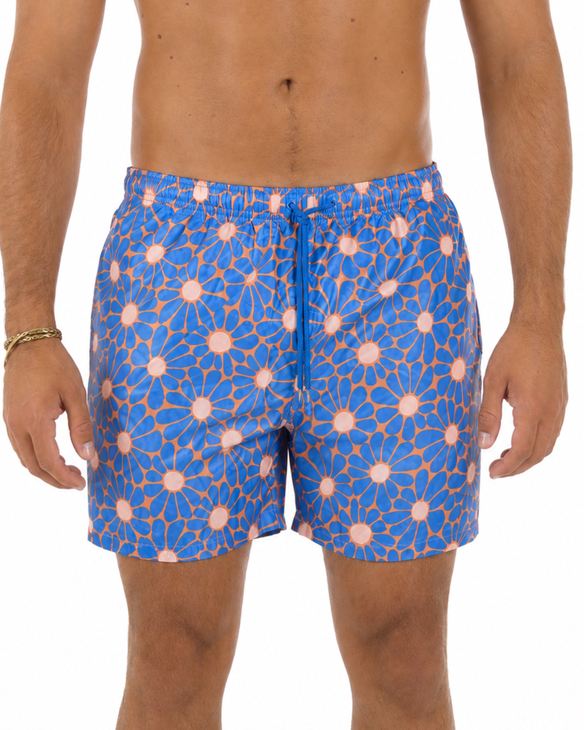 Costume da bagno bermuda mare uomo boxer fantasia floreale coulisse celeste GIOSAL-SU1261A