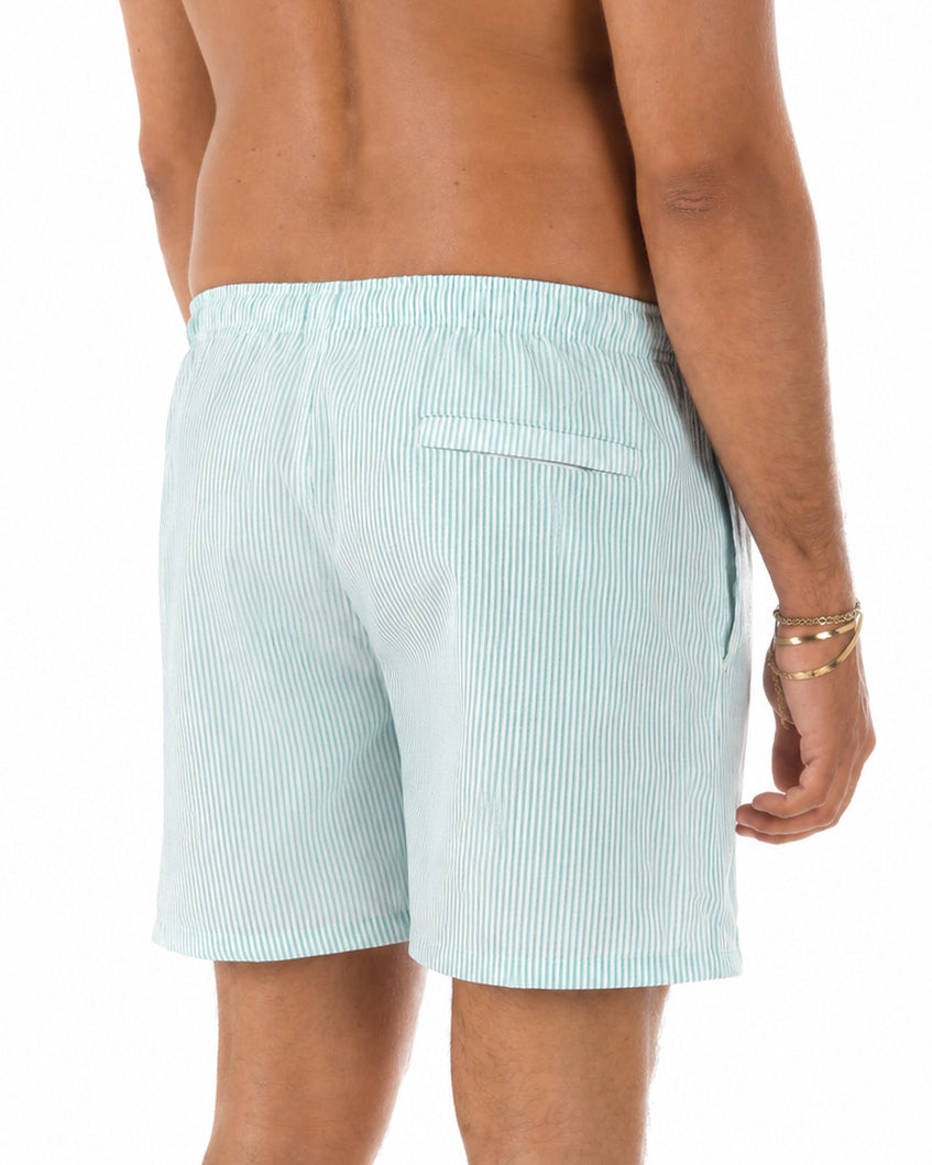 Costume da bagno bermuda mare uomo boxer a righe coulisse verde bianco GIOSAL-SU1262A