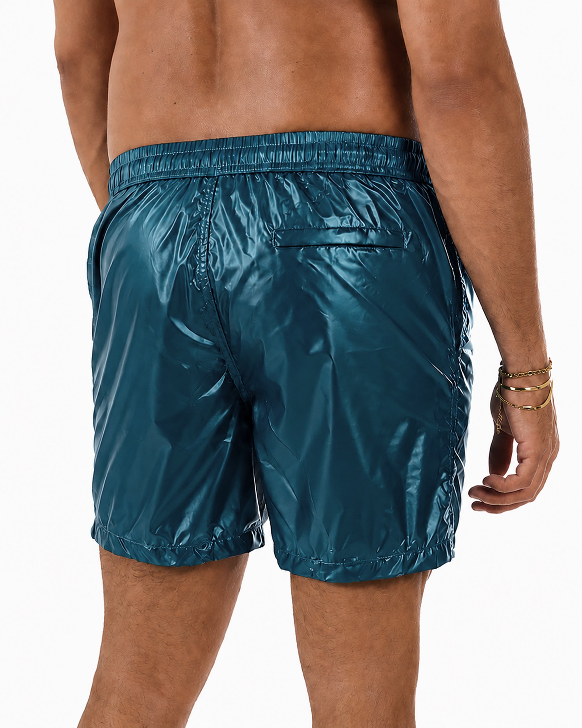 Costume da bagno bermuda mare uomo boxer lucido coulisse petrolio GIOSAL-SU1266A