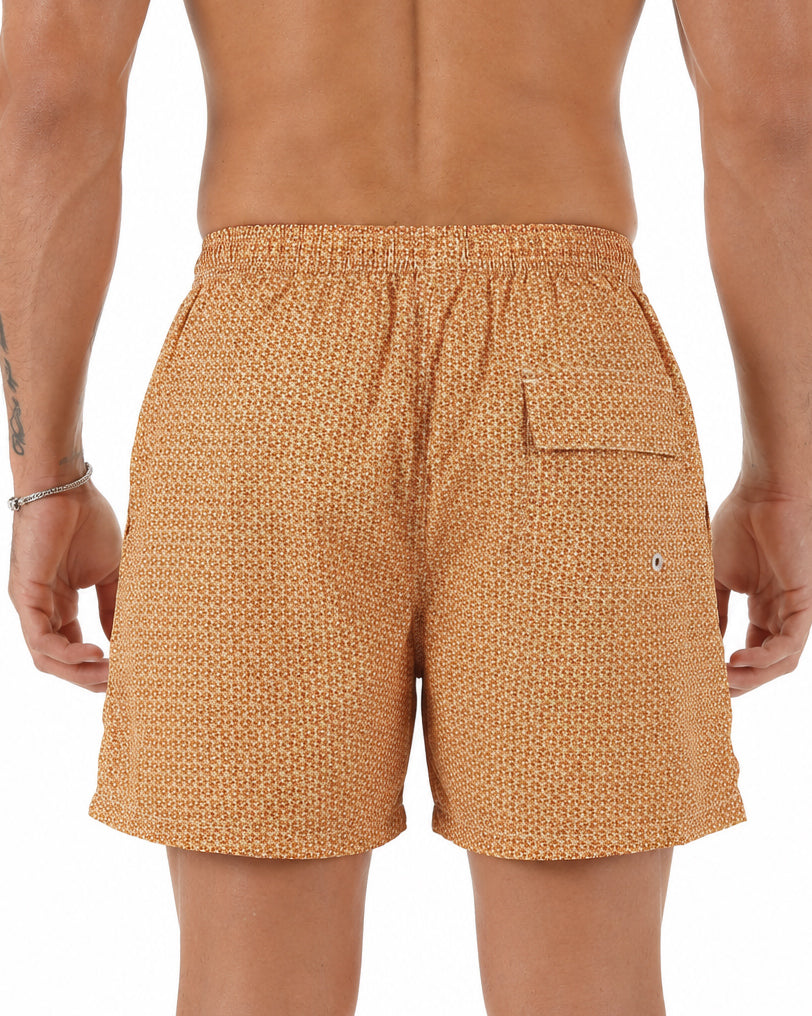 Costume da bagno bermuda mare uomo boxer coulisse fantasia floreale arancione multicolor GIOSAL-SU1269A