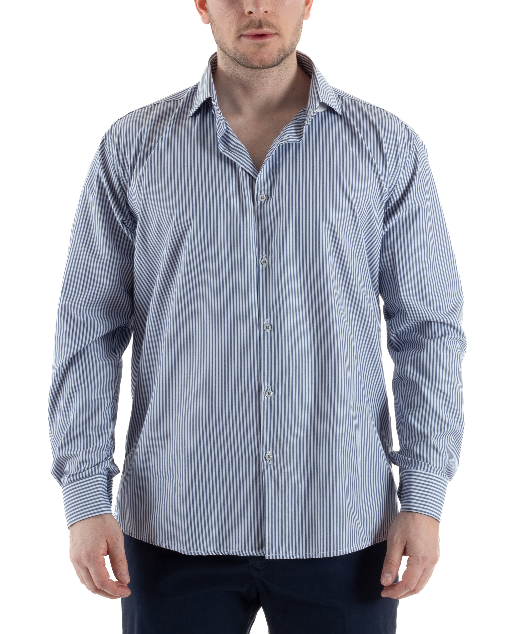 Camicia Collo Francese Cotone Rigata TCC1005A