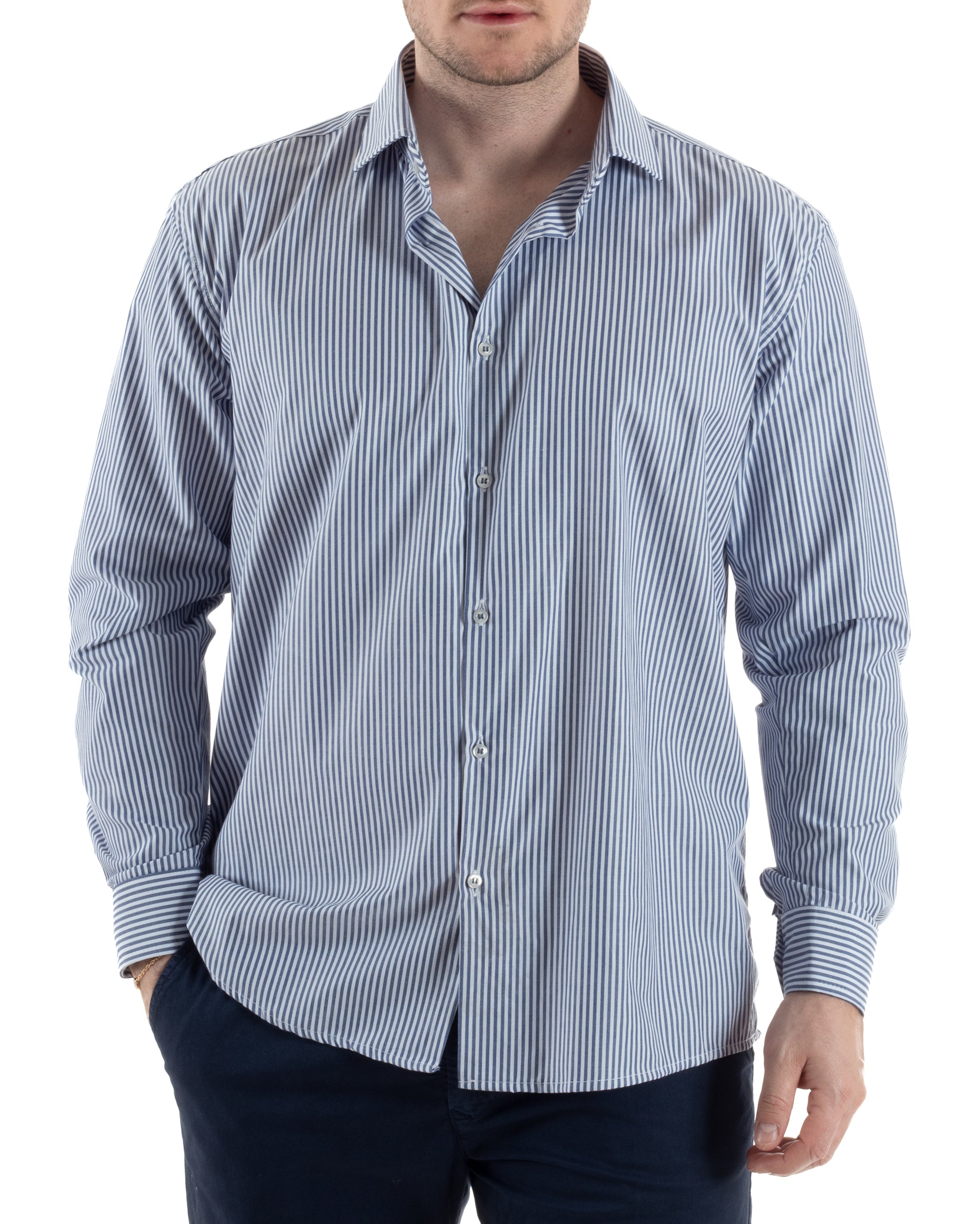 Camicia Collo Francese Cotone Rigata TCC1005A