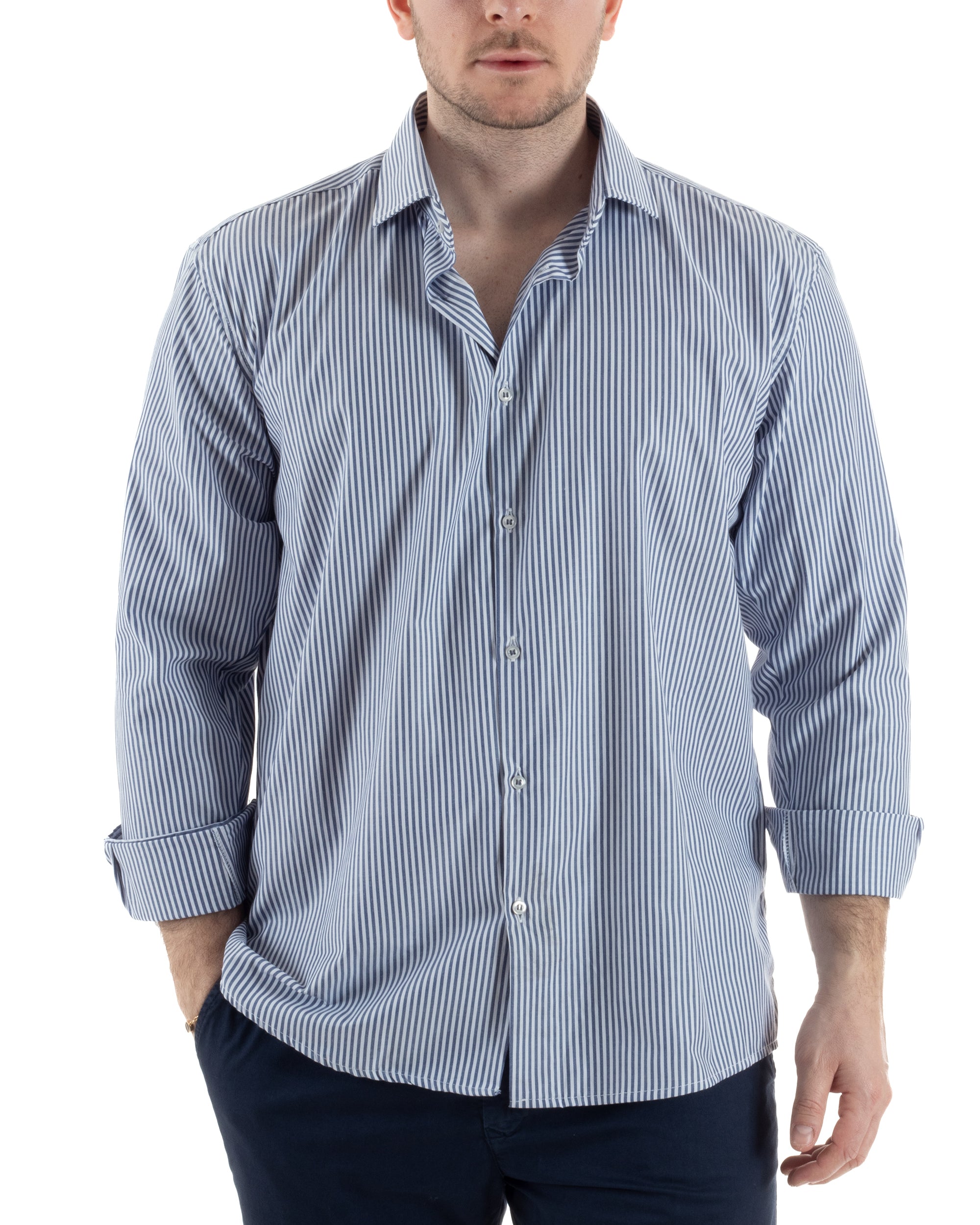 Camicia Collo Francese Cotone Rigata TCC1005A