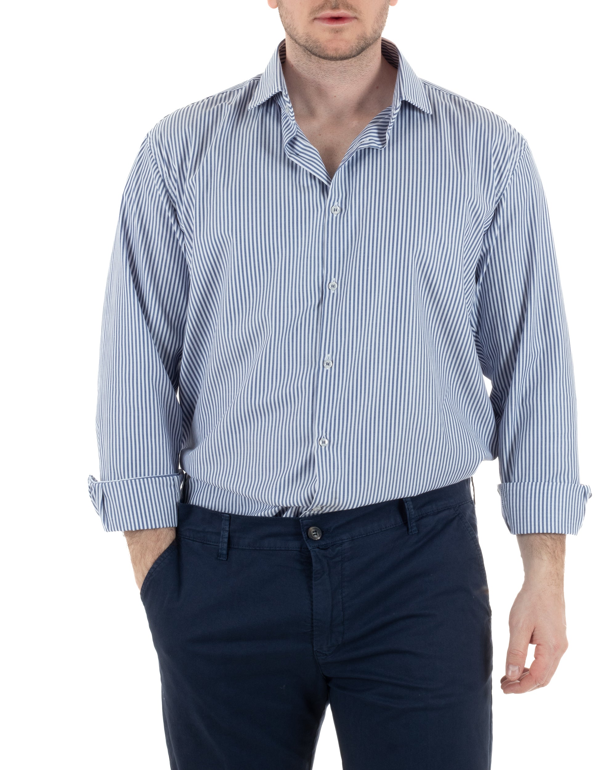 Camicia Collo Francese Cotone Rigata TCC1005A