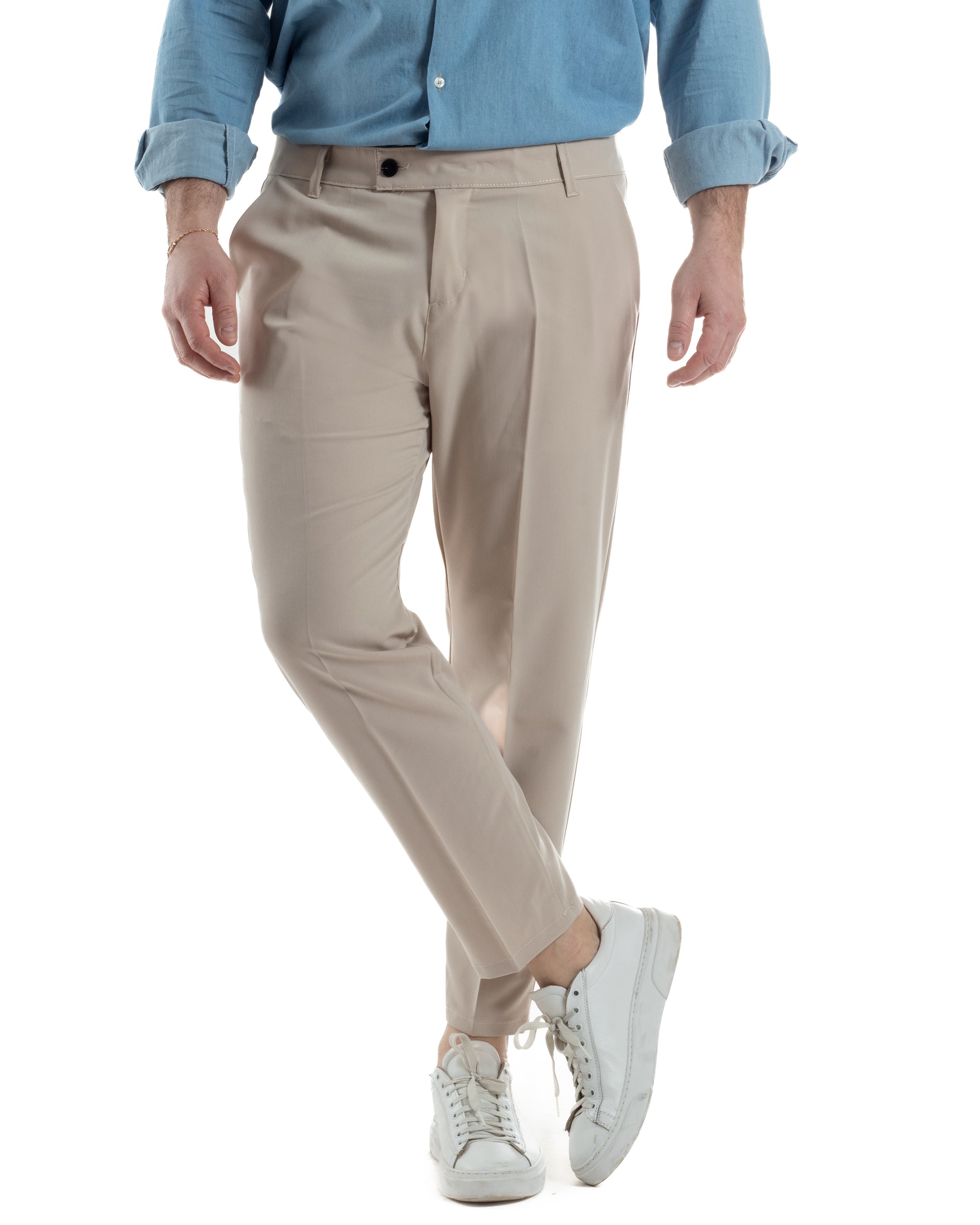Pantaloni Viscosa Abbottonatura Allungata Basic TCP1001A