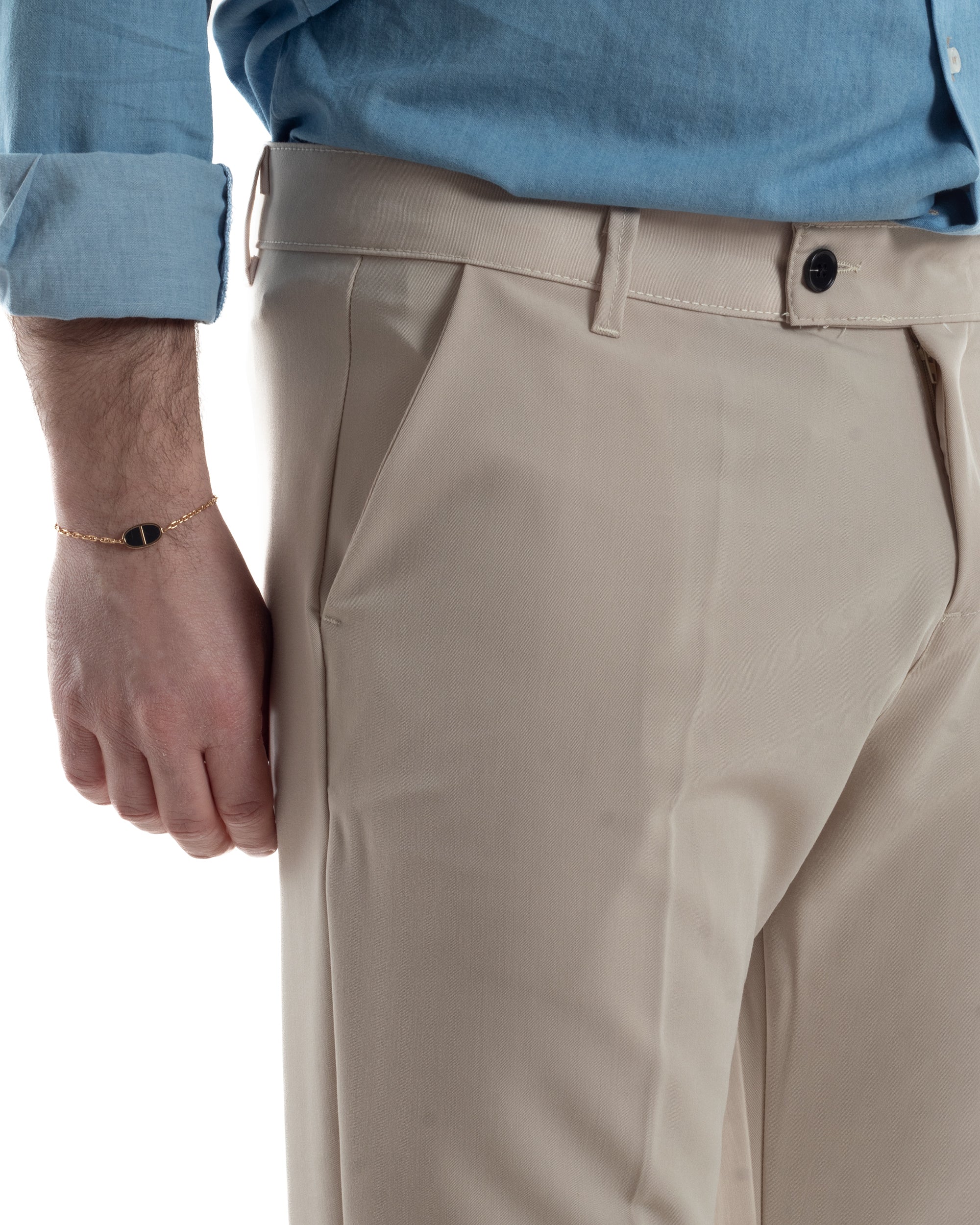 Pantaloni Viscosa Abbottonatura Allungata Basic TCP1001A