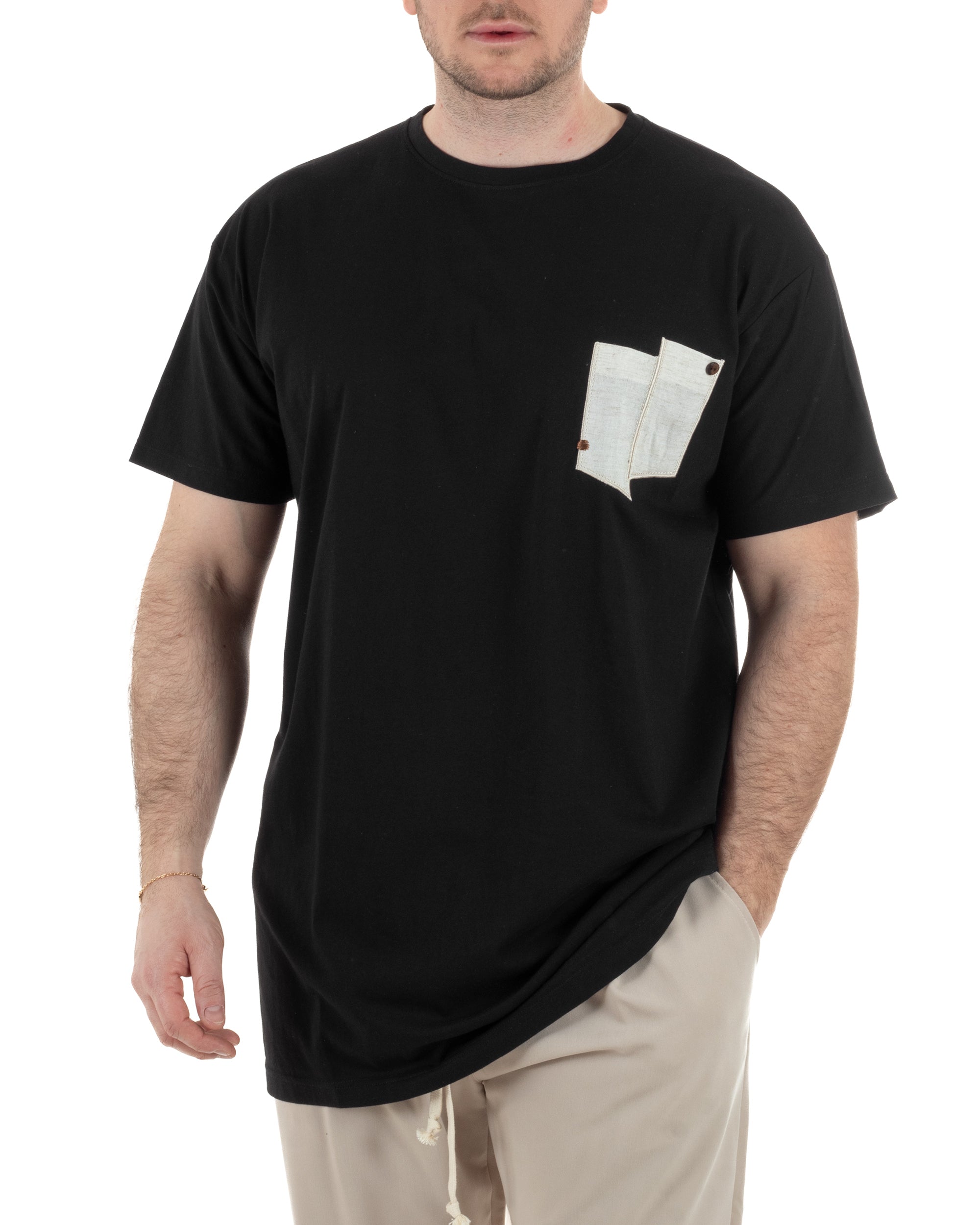 T-shirt Uomo Cotone Maglia Maniche Corte Taschino Regular Fit