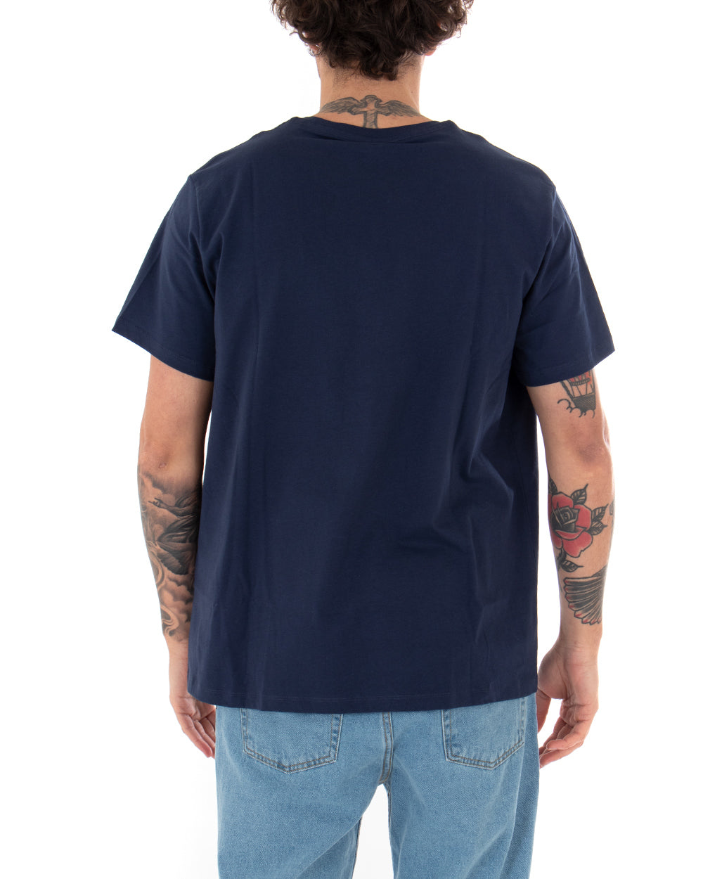 T-shirt Uomo Levi's Tinta Unita Blu Girocollo Logo Bianca Maniche Corte GIOSAL-TS2421A